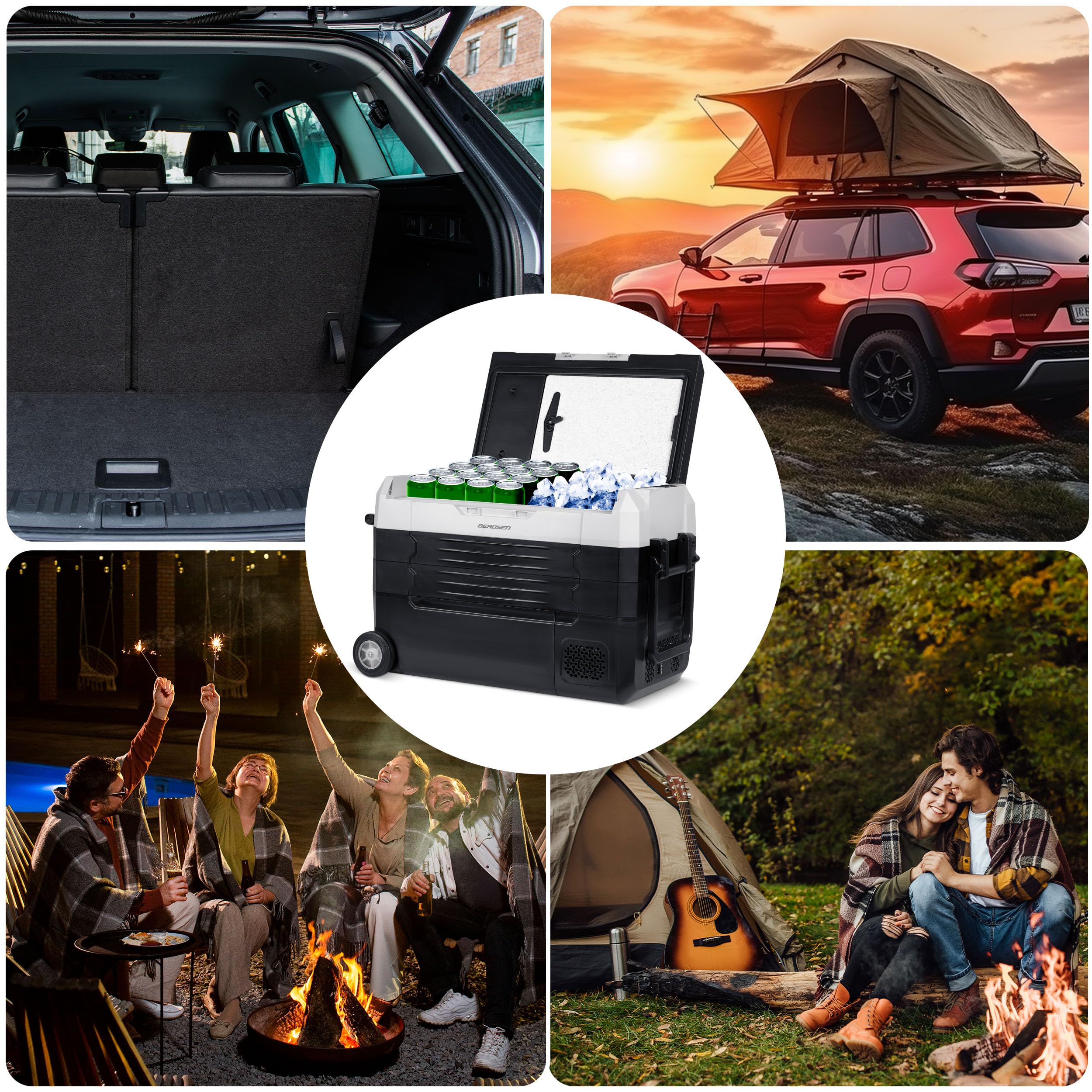 Berdsen Icemax 400 Kompressor Kühlbox 40L – tragbare 2-Zonen Gefrierbox – 12V/24V & 230V Auto Camping Kühlschrank – Bluetooth App – ECO/MAX – bis -20 °C – 45 dB