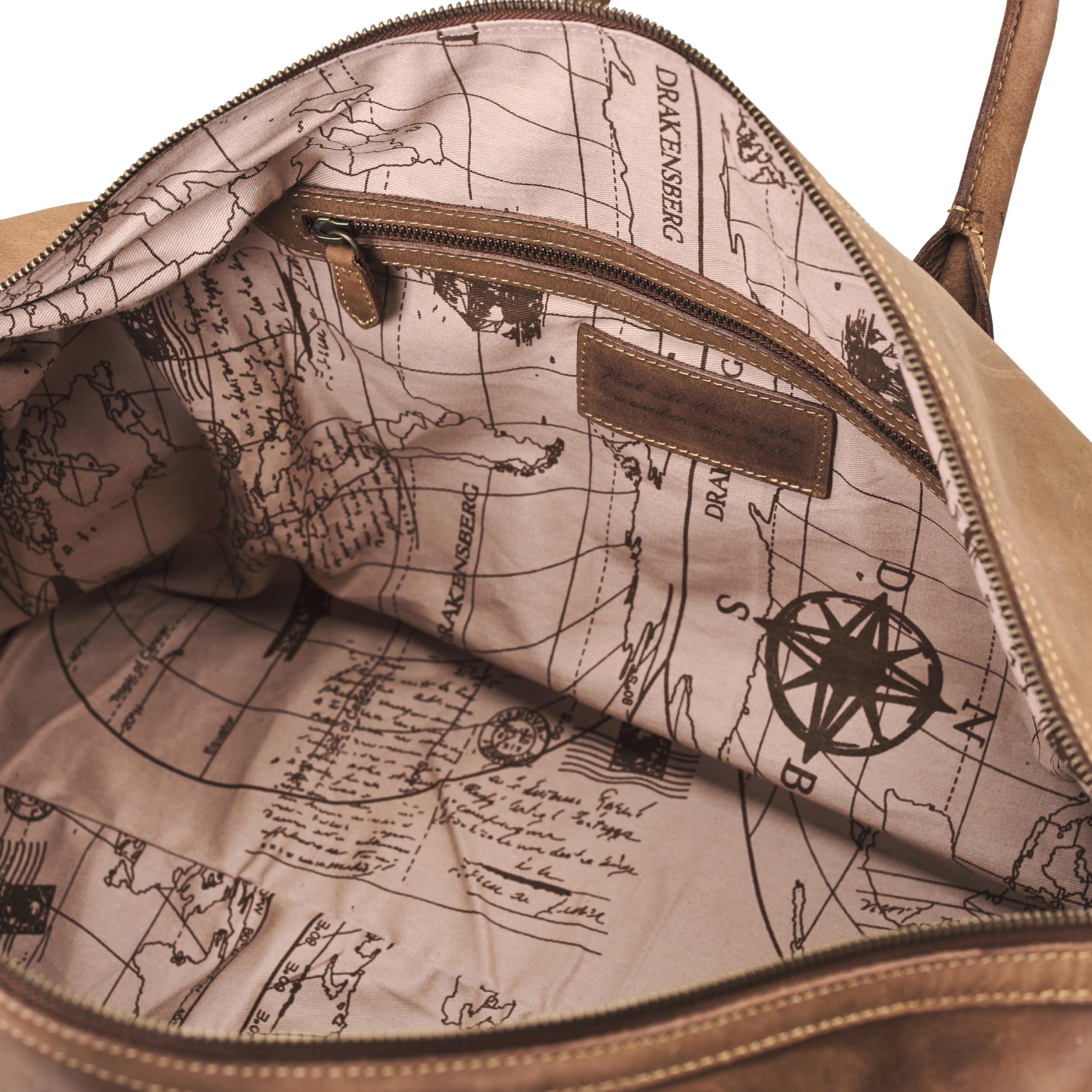 DRAKENSBERG Leder Weekender 'David' (55cm) Reisetasche Herren Damen, Vintage Design, erweiterbar | 45L, Havanna-Braun, DR00306-M
