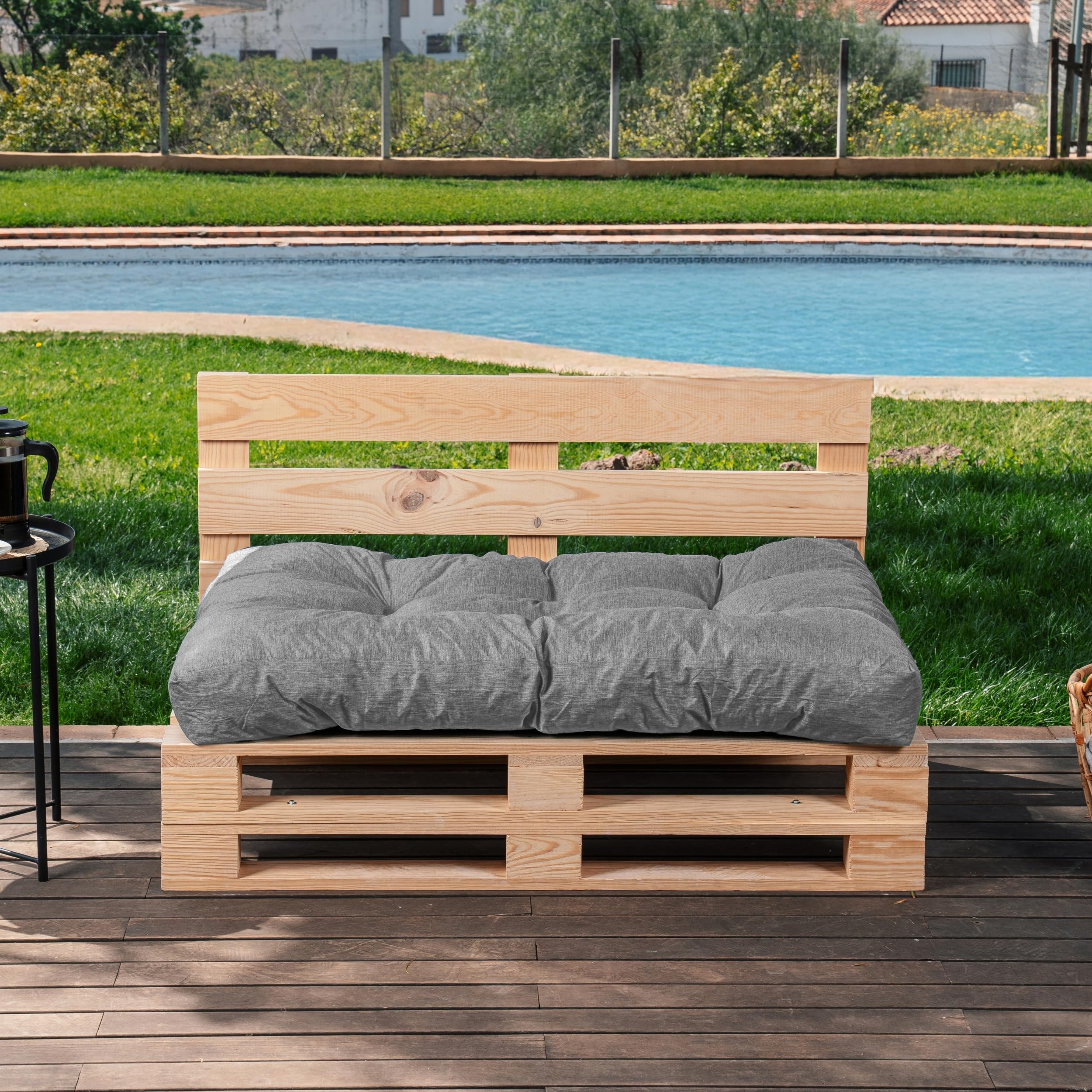bananair - Palettenkissen Outdoor 120 x 80 cm Bequem - Robuster, UV-beständiger & Wasserabweisender Stoff - Ideal für Europaletten, Palettenmöbel, Palettensofa (Sitzkissen, 120 x 80 cm, Grau)