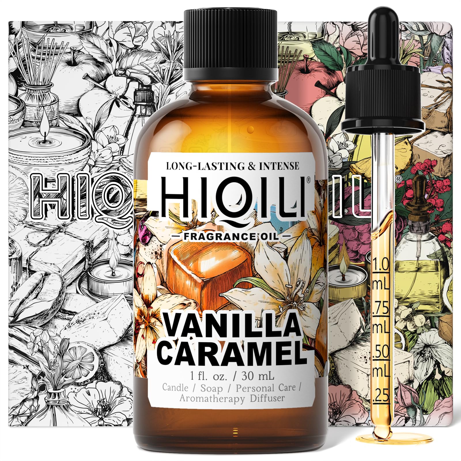 HIQILI Vanilla Caramel Fragrance Oil for Candles &amp; Soap Making，DIY Perfumes