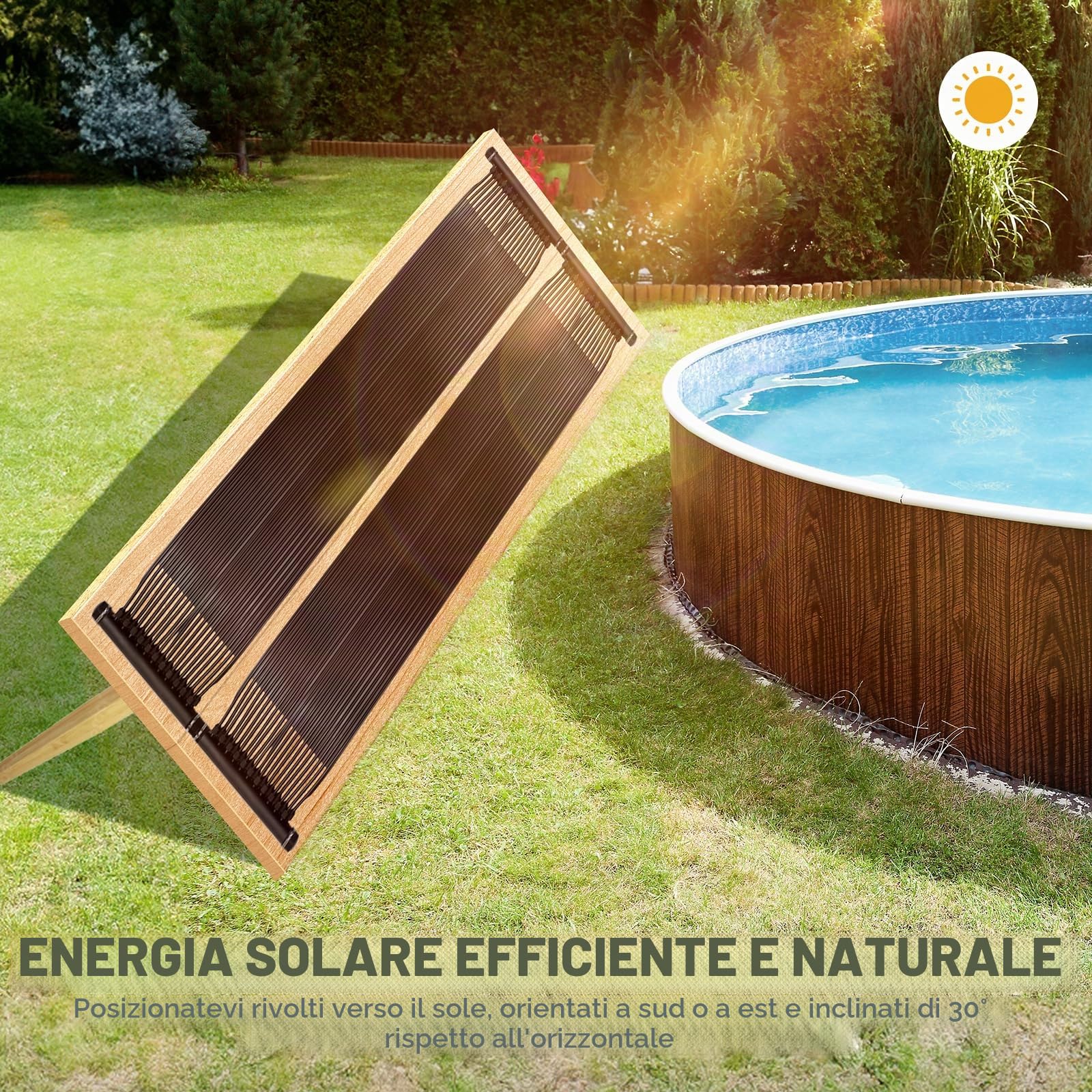 LIFERUN Collettore Solare per Piscina 500x75cm, Riscaldatore per Piscina, Riscaldamento Solare per Piscine, Riscaldatore Solare, Piscina 3,75㎡ Fino a 20000Litri Contenuto d'Acqua, Resistente UV