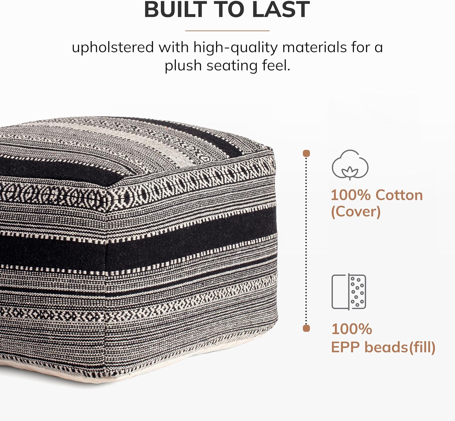 Anji Mountain Pouf Ottoman Foot Rest, Handmade Ottoman Pouf, Comfortable Foot Stool, Decorative Floor Seating for Living Room Decor, Bedroom & Home Décor Accent - Wydown - 22" D x 22" W x 16" H