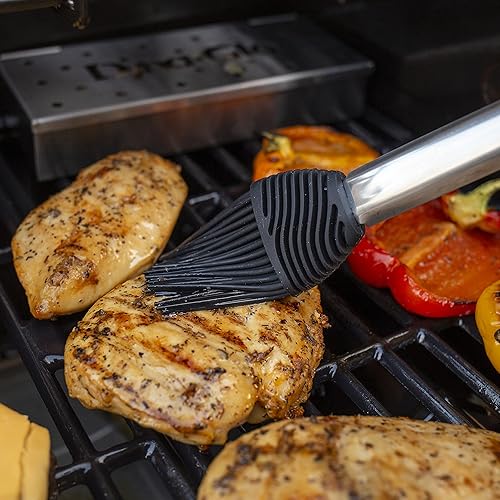 Miniatura 10 de Dyna Glo - Juego de parrilla de acero inoxidable, 3 piezas, pinzas, espátula, cepillo para untar - W. Stands