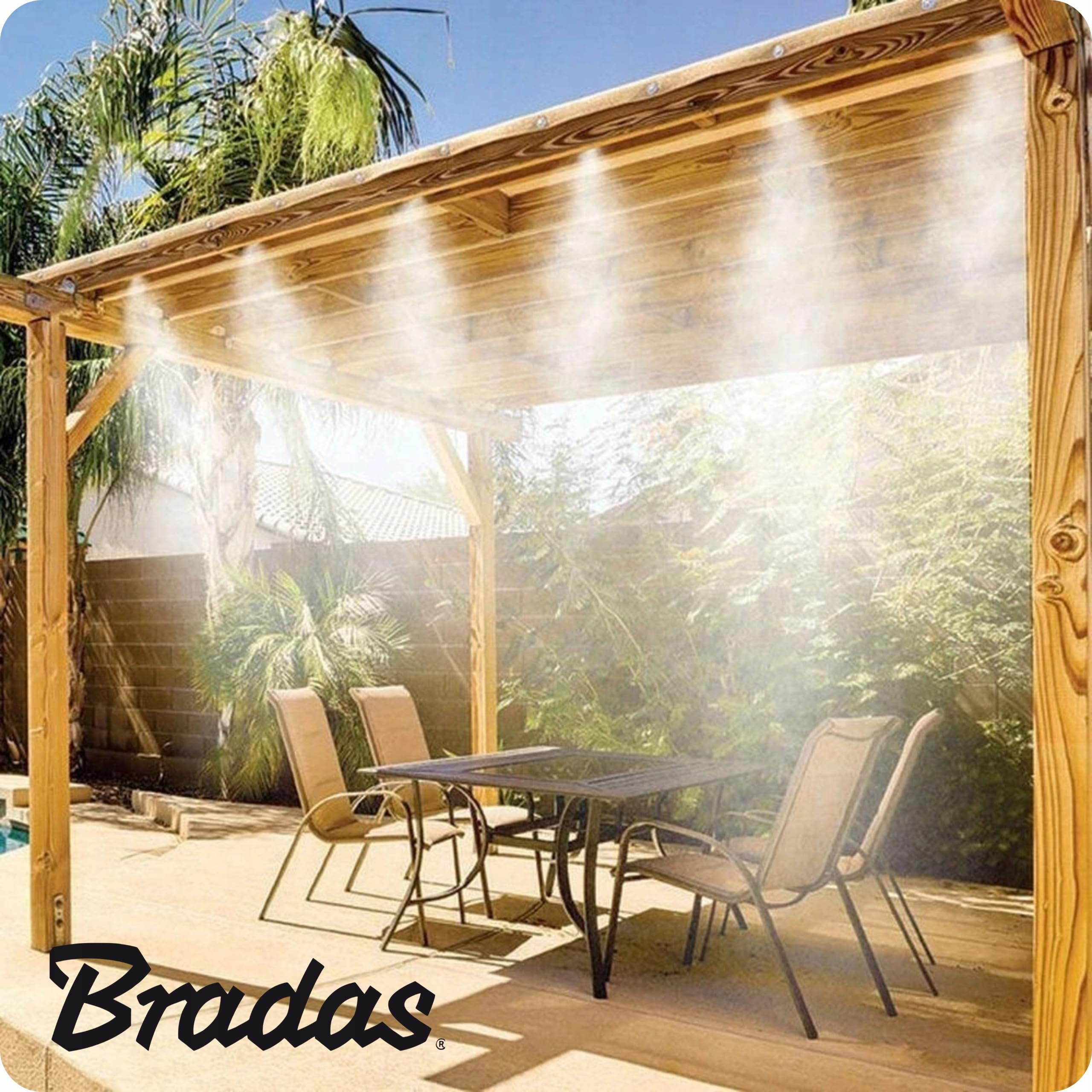 Bradas - Sprühnebel set für terrasse kühlung - Garten Wassernebel - Rasensprenger Wasser vernebler - Sprühsystem - Kühlsystem Nebeldusche - Nebelkühlsystem - Bewässerungssystem Balkon - 10m