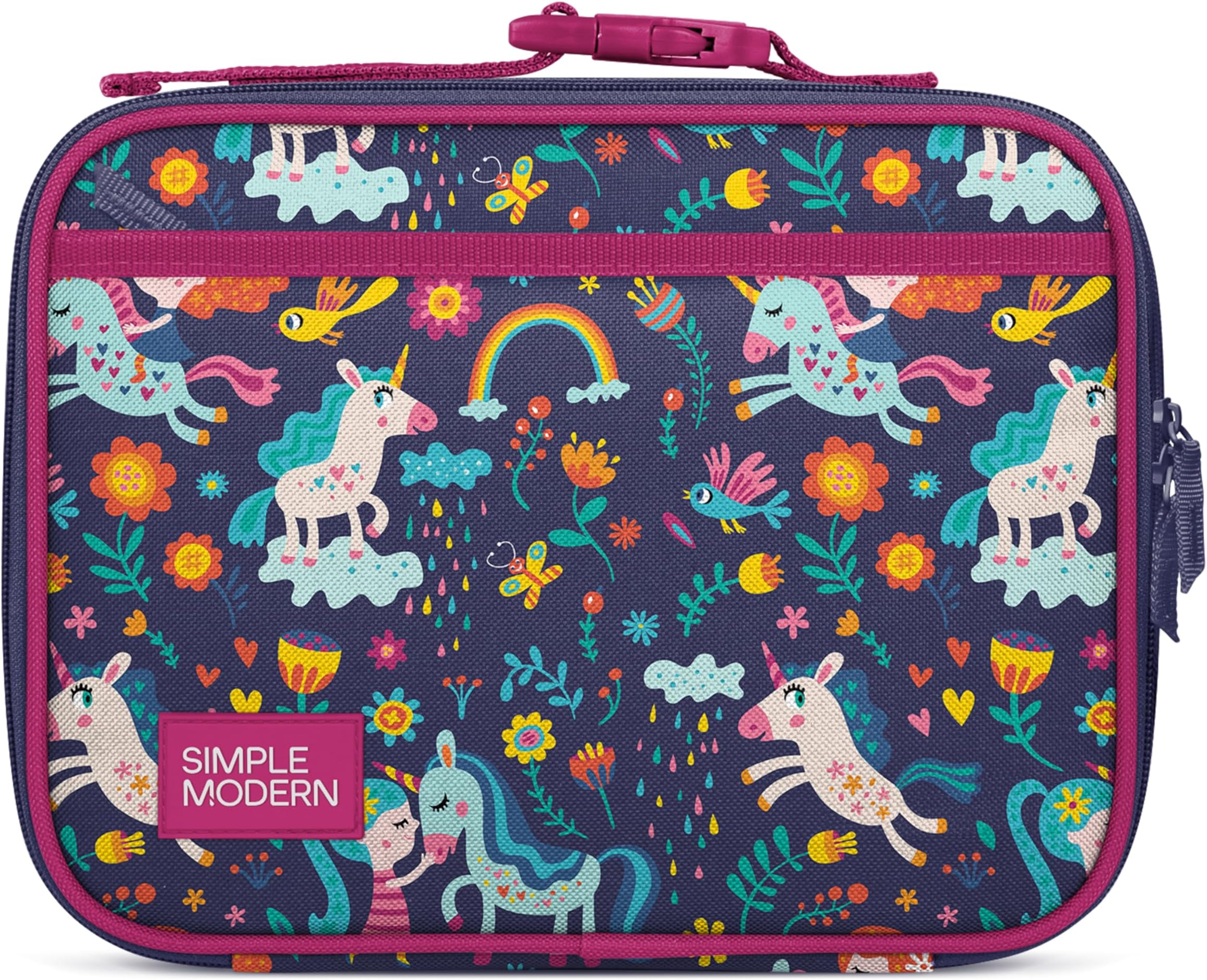 Simple Modern Kids Lunch Box for School | Reusable Insulated Lunch Bag for Toddler, Girl, and Boy | Meal Containers with Exterior & Interior Pockets | Hadley Collection | Unicorn Rainbows