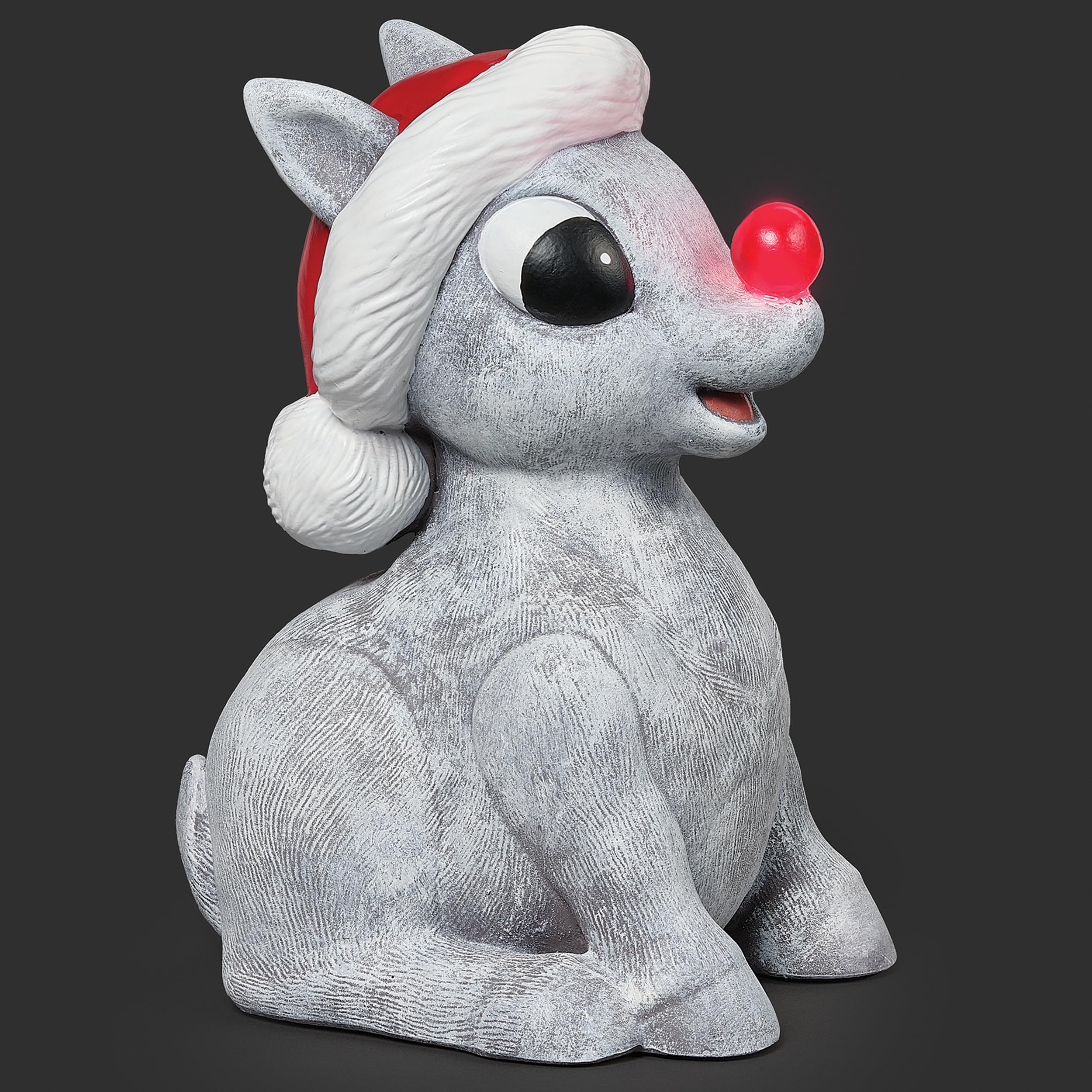 Figurine lumineuse Rudolph renne nez rouge LED chapeau Père Noël