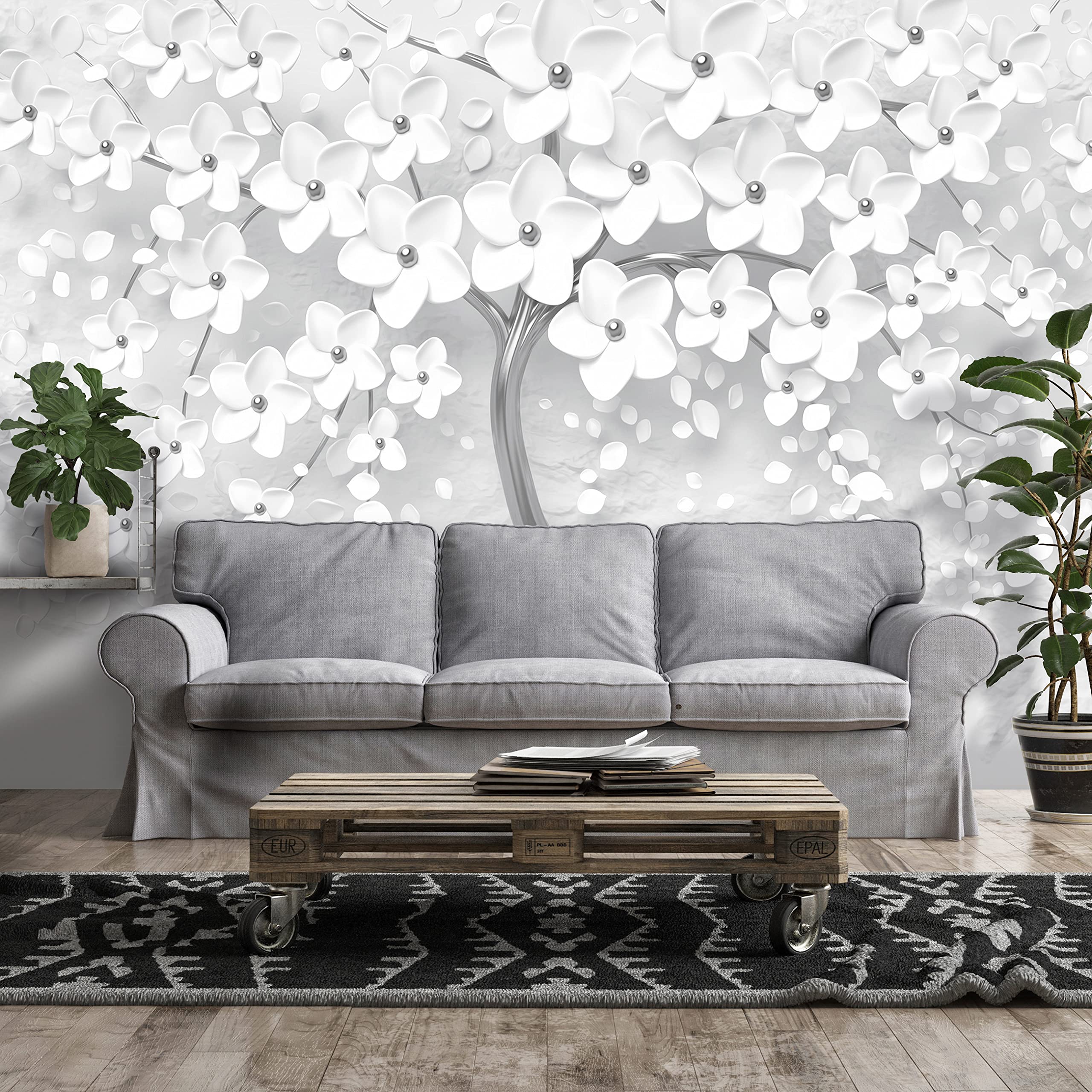 WallArena Vlies Fototapete, Blumen, 312x219cm | Fototapeten - Tapeten - für Wohnzimmer Schlafzimmer - Vliestapete Wandtapete Tapete 3D Effekt- inkl. Kleister