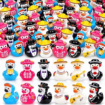 84 Pcs Day of The Dead Mini Resin Duck Figurines Cute Ofrenda Miniatures