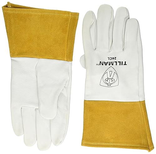 John Tillman and Co - Guantes para soldadura 24CL con gránulos Pearl Kidskin MIGTIG con puño de 4 pulgadas dedos rectos e hilos Kevlar grande