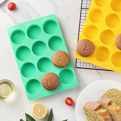 Miniatura 9 de HIA - 2 moldes redondos de silicona para galletas de chocolate con 12 cavidades, moldes para hornear para Oreo, chocolate, galletas, dulces, mini