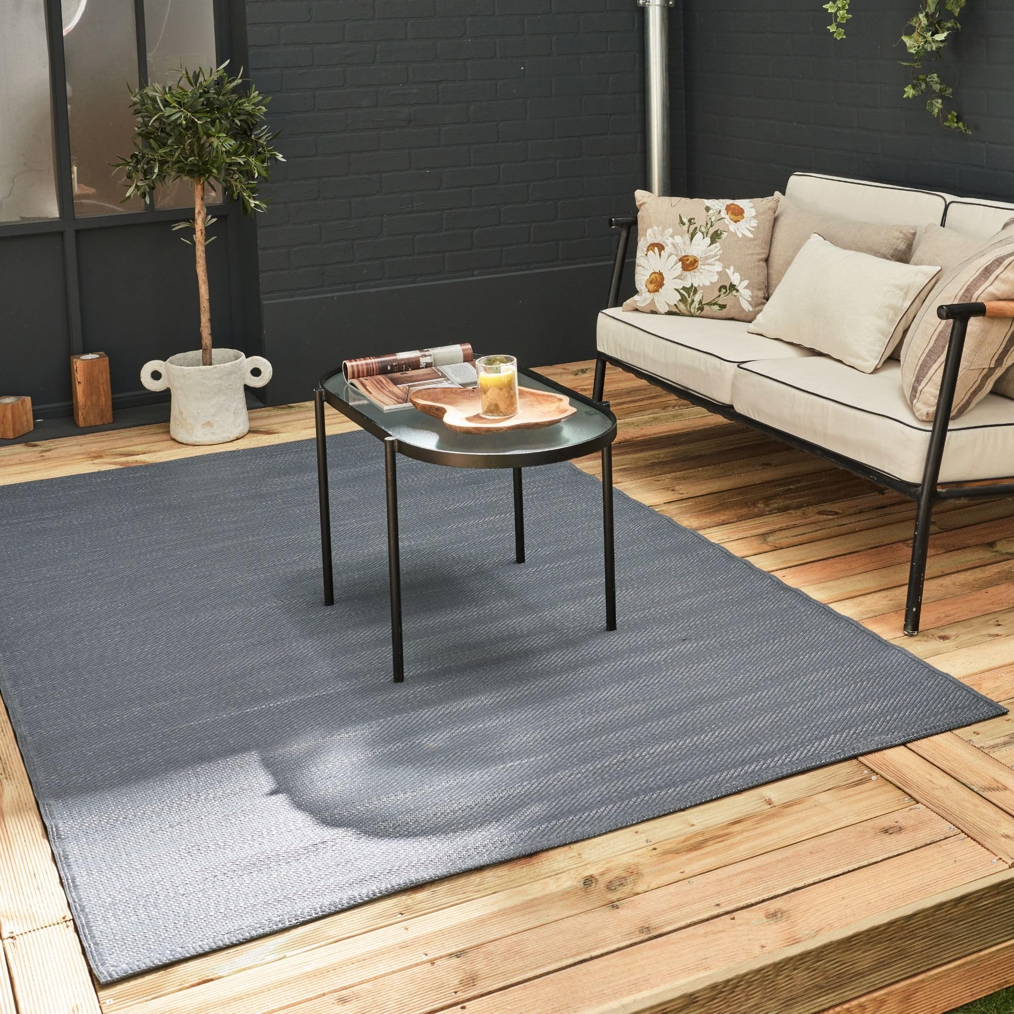 Rackhams Anthracite Urban Outdoor Rug | 1000 - 240X340 Cm