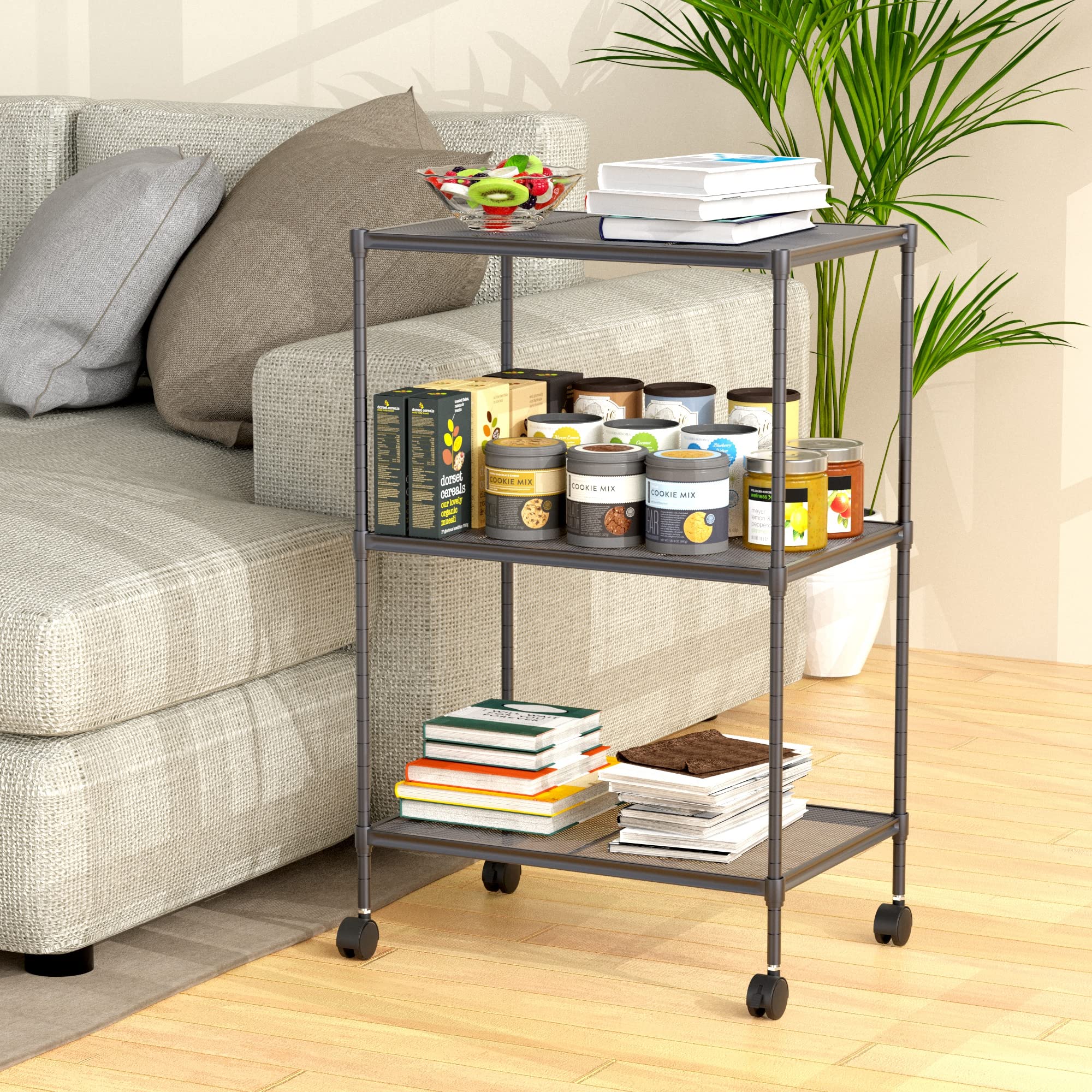 Amazon｜メタルラック スチールラック本体 キッチン収納 キャスター