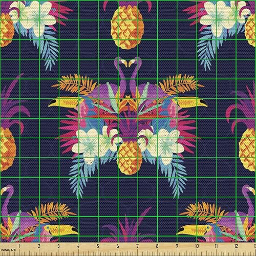 Miniatura 109 de Ambesonne Tela Geométrica por Yarda, Diseño Monocromo Patrón Abstracto de Líneas Continuas sobre Fondo Liso, Tela de Punto Elástico para Ropa