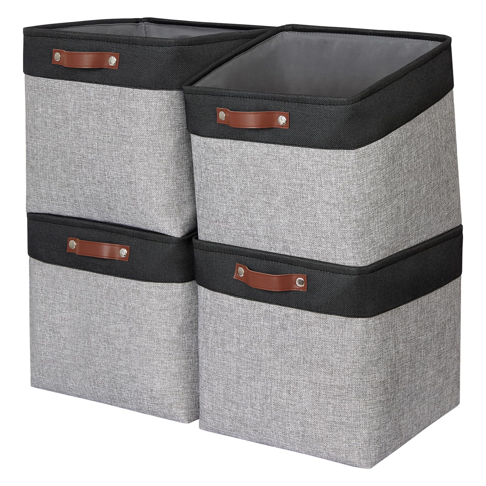 Pulnimus Cube Storage Bins Large Organizer Baskets - 11x11x11 Fabric Closet Storage Collapsible Organizer Baskets with Handles for Organizing Clothes Toys Nursery Shelves