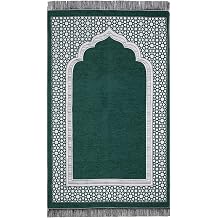 Islamic Prayer Rug Elegant Masjid Pattern Thin Mat Muslim Portable Blanket Ramadan Eid Gift Rug Turkish Prayer Carpet - Green 1pc
