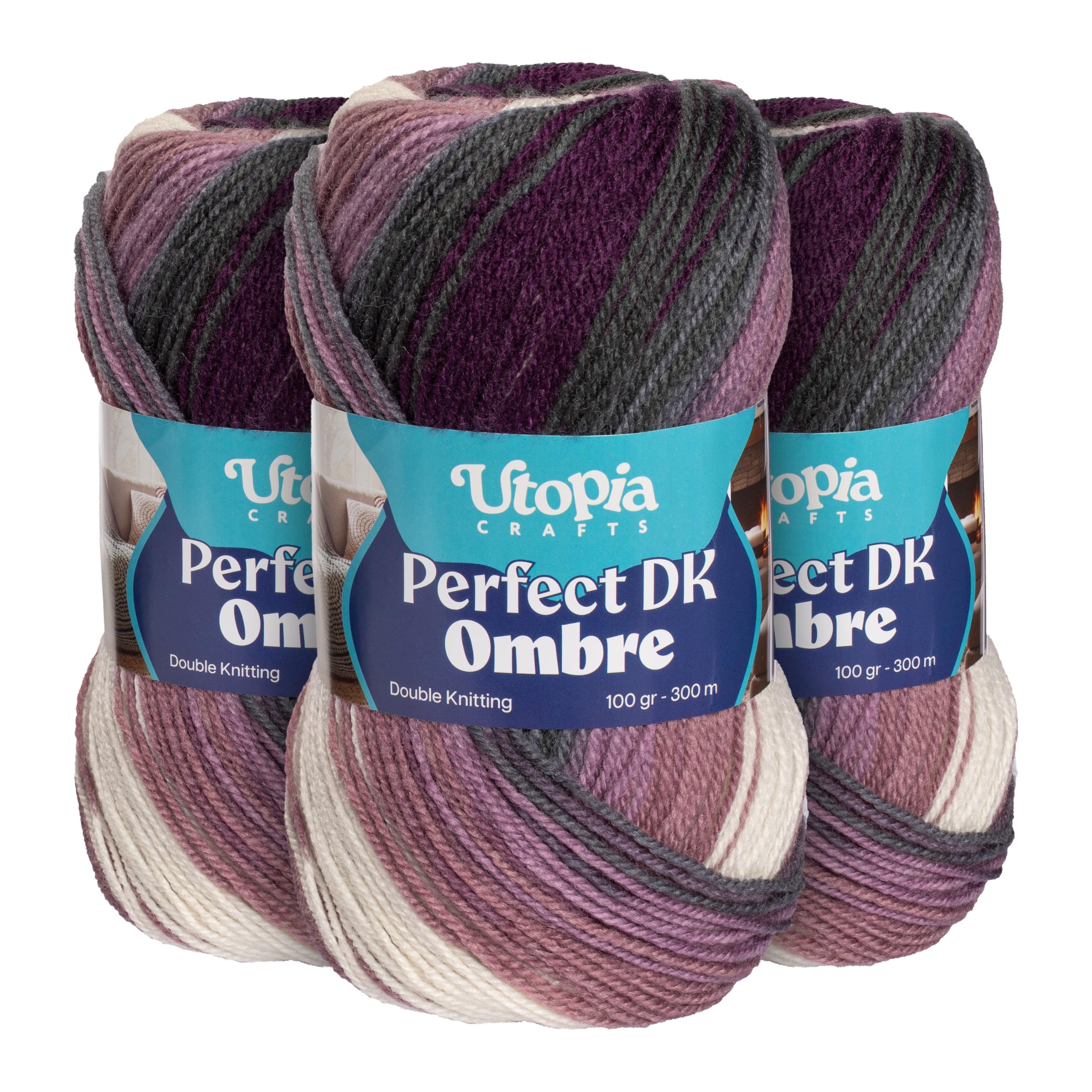 Utopia Crafts DK Ombre Multicolour Double Knitting Yarn 3X 100g (004)