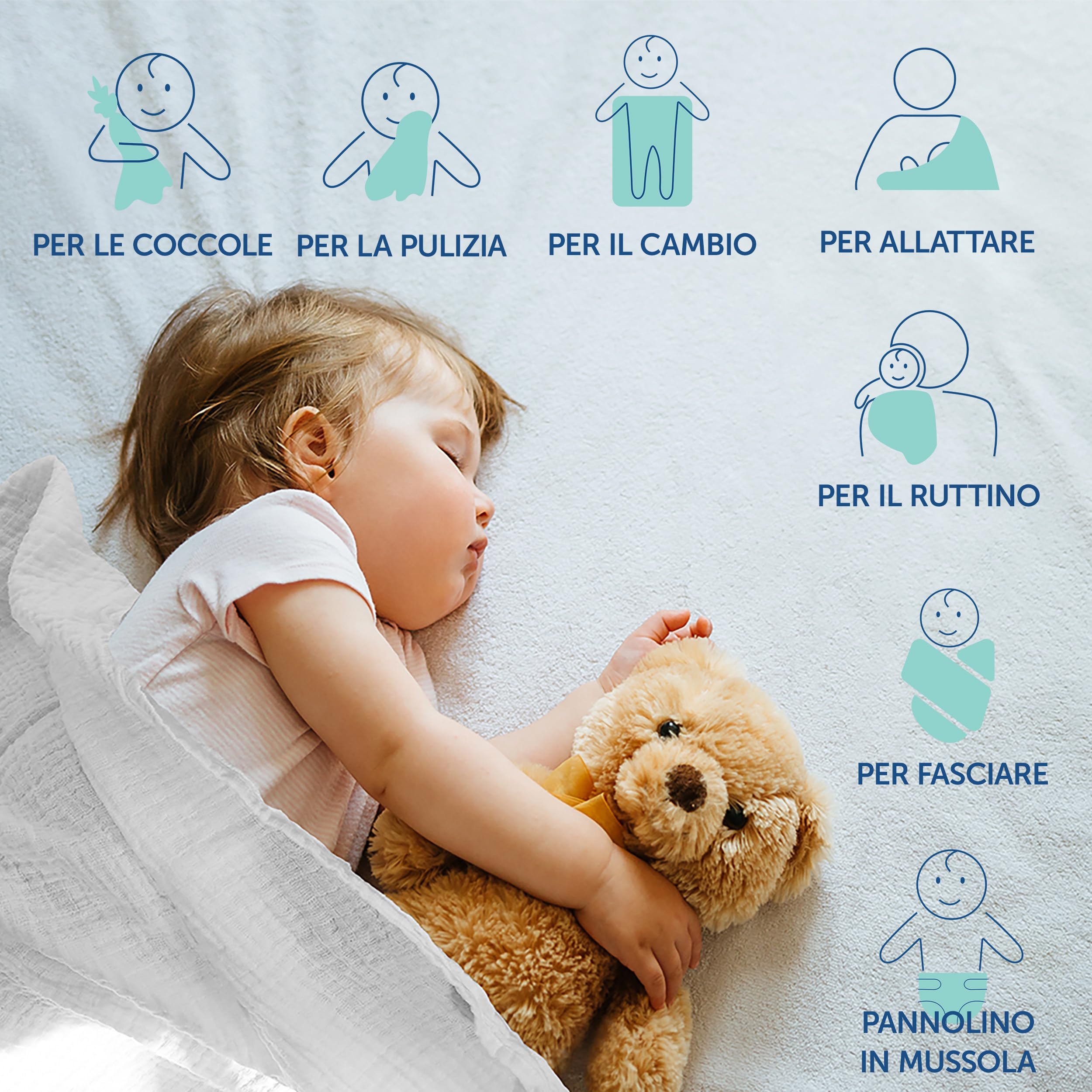 MAKIAN - Mussole Neonato 80x80cm - Mussole Cotone 100% - Teli in Mussola Qualità Premium Conf. da 6, Testati OEKO-TEX® Standard 100 - Grafite, Grigio, Bianco