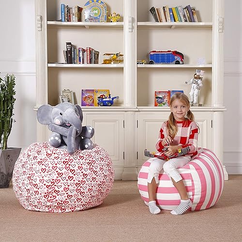 Miniatura 13 de Aubliss - Funda para organizar juguetes de felpa, se convierte en un puf cuando se rellena Se convierte en un puf para niños cuando está lleno. Aqua