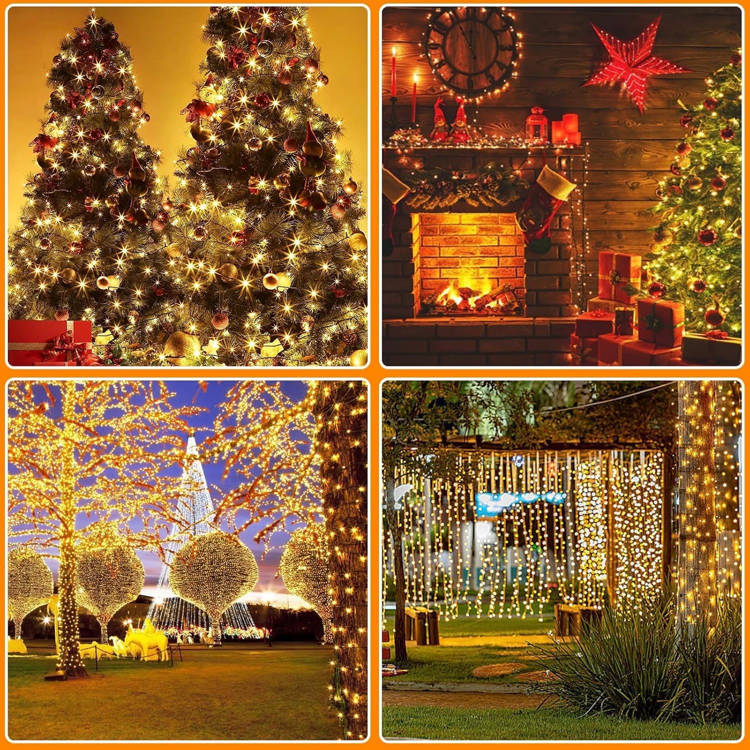 Battery Operated Christmas Lights, 33 FT 100 LED Mini String Lights with Timer and 8 Modes, Green Wire Outdoor Waterproof String Lights for Indoor Holiday Party Garden Decor, Warm White 2 Pack