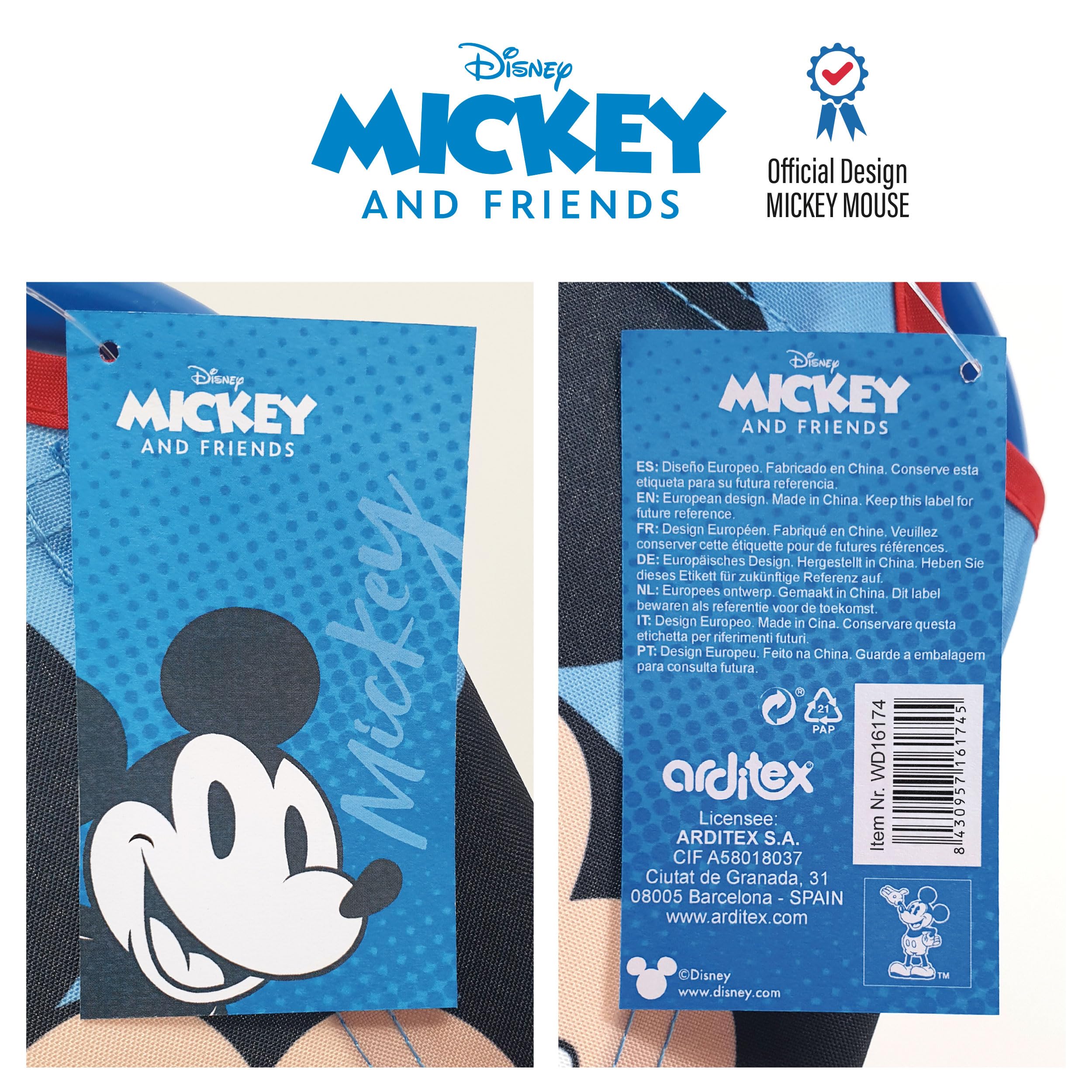 ARDITEX Silla Plegable Infantil Mickey Mouse Disney. Silla Exterior para Playa, Jardín y Terraza. Estructura Metálica, Apoyabrazos de Plástico y Asiento Lona 38 x 32 x 53 cm Azul, WD16174