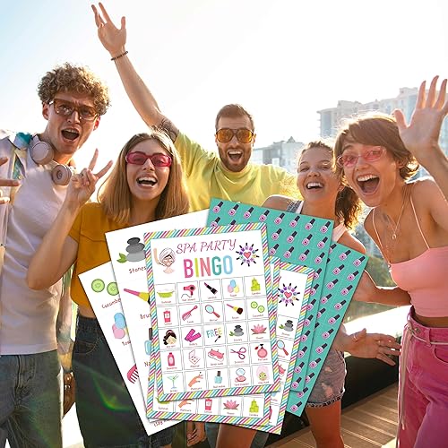 Miniatura 4 de OZTEMETY Juego de cartas de bingo de spa, juego de bingo de spa para adultos, niños y niñas, suministros de fiesta de pijamas, recuerdos,
