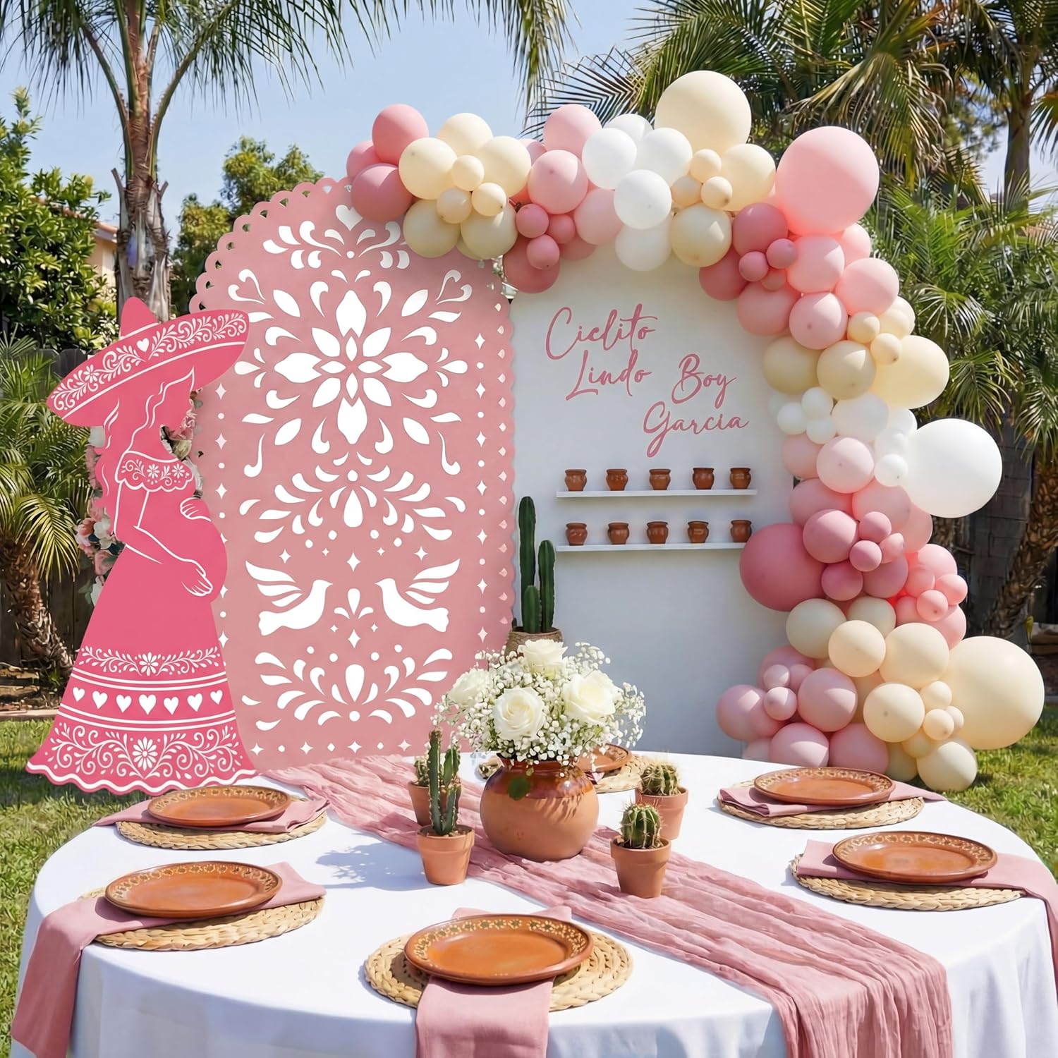Colingmill 4 ft Pink Cielito Lindo Party Decoration Mexico Theme Baby Shower Cardboard Cutout Cielito Lindo Aparatos Fotográficos para Posado Party Back Drops for Baby Shower Wedding