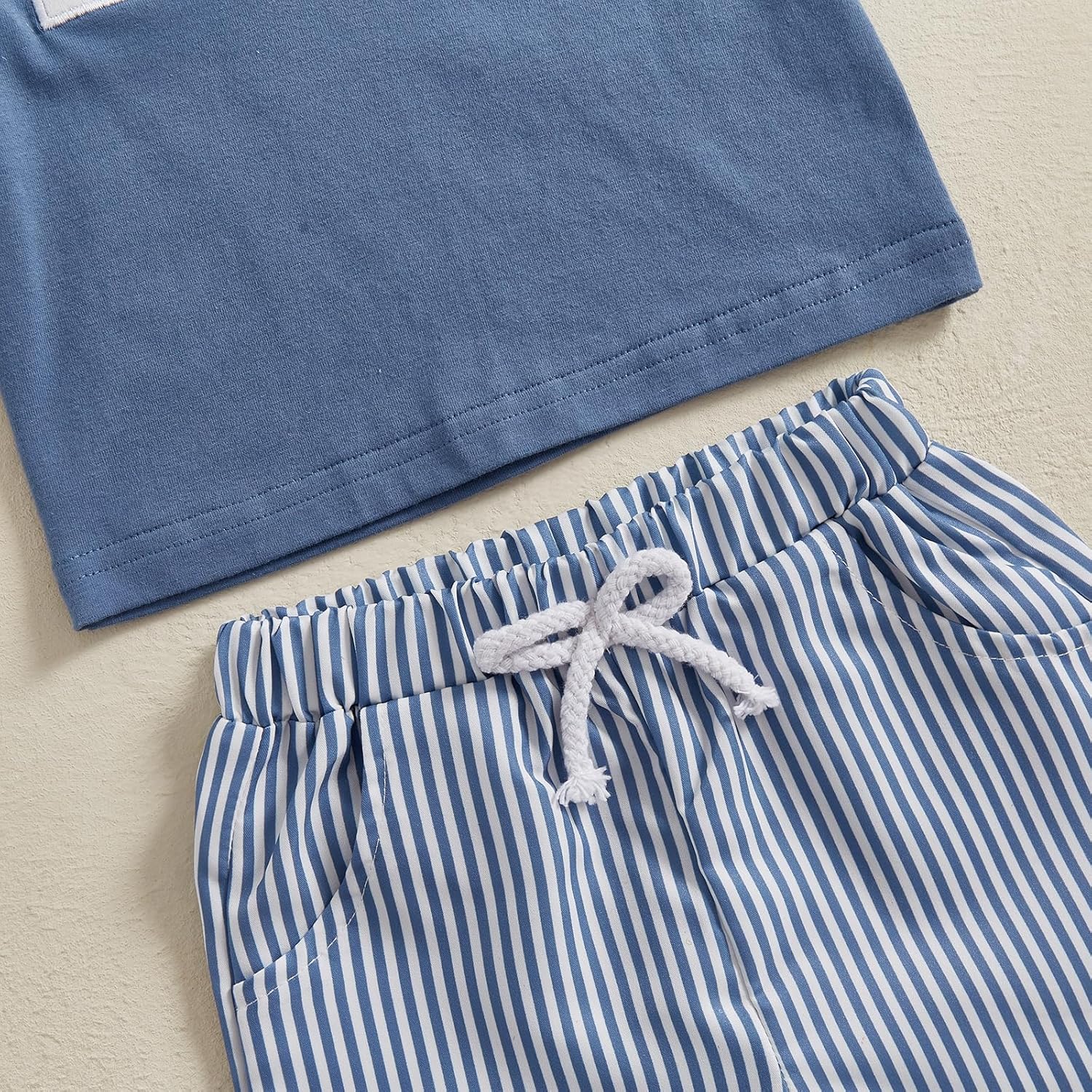 Toddler Boys Shark Outfits Sea Animal Embroidery Short Sleeve Shirt and Striped Shorts Sets 2Pcs Summer Clothes Set - Image 6