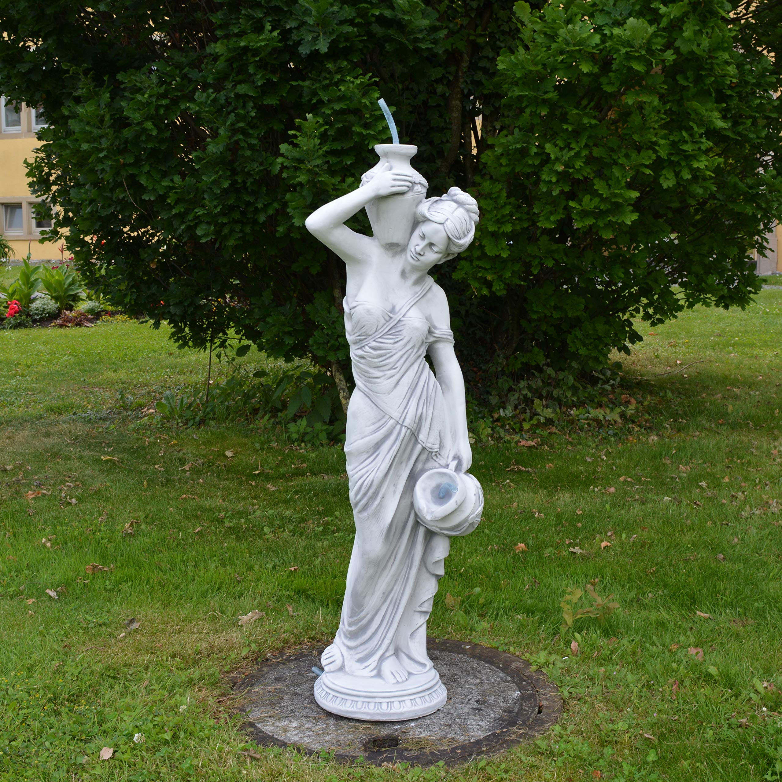 gartendekoparadies.de Statue der Göttermutter Maia, Steinfigur, H. 112 cm, 48 kg, Grau, frostsicher aus Steinguss für Außenbereich