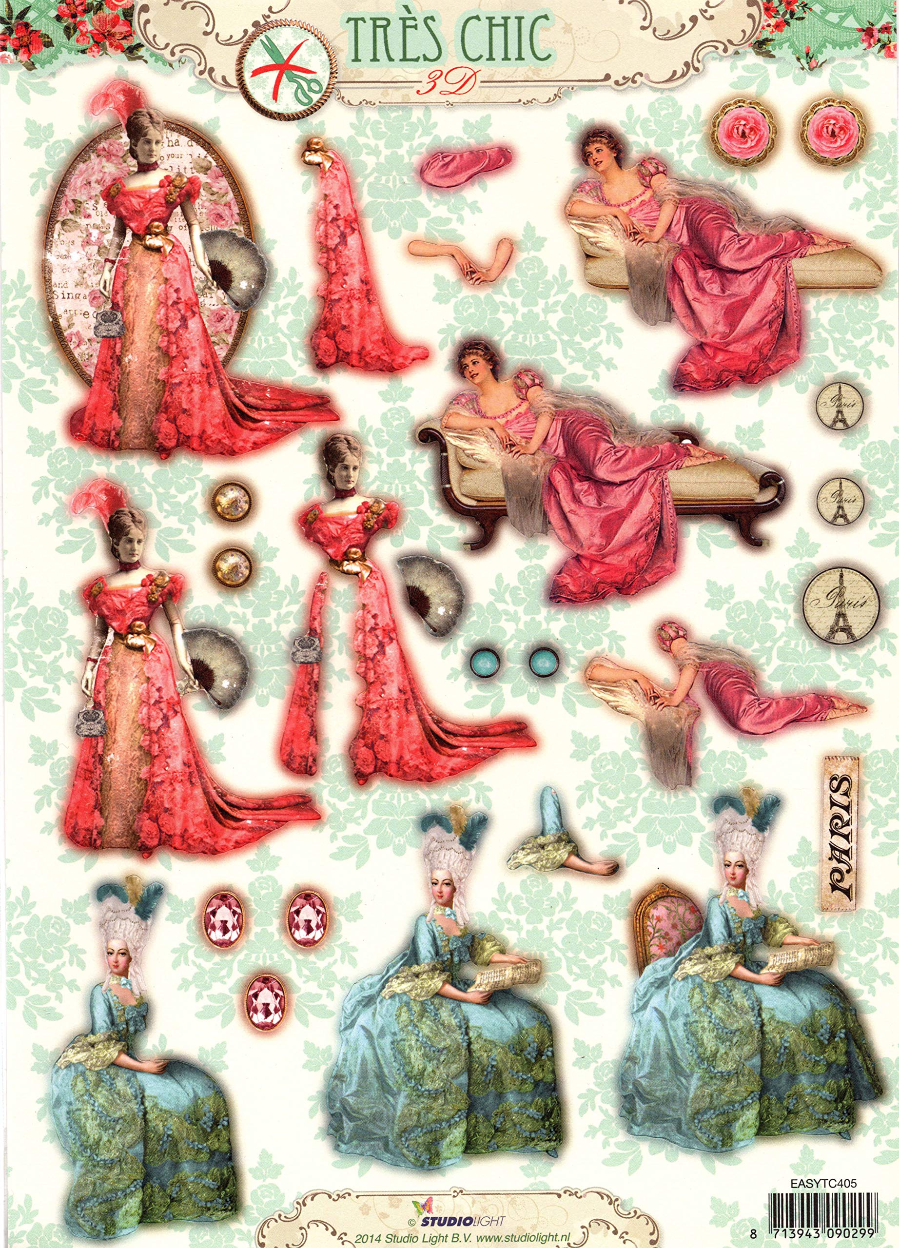 Studio Light A4 Die Cut - Decoupage Sheet - Très Chic #405