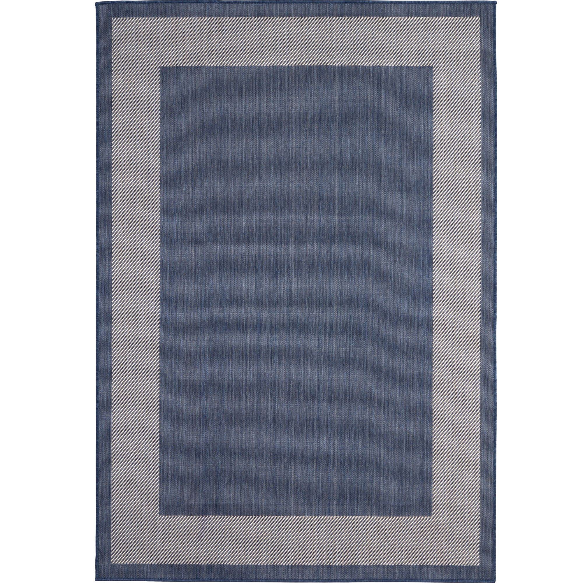 THE RUGS BORDERED BLUE OUTDOOR & INDOOR RUG DURABLE WEATHER-PROOF WASHABLE | GARDEN PATIO GARAGE KITCHEN | MEDIUM SIZE, 120X170 CM โ image 1
