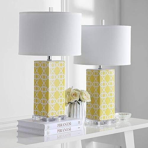 Miniatura 3 de SAFAVIEH Lighting Collection Quatrefoil - Juego de 2 lámparas de mesa modernas y contemporáneas de 27 pulgadas para dormitorio, sala de estar,