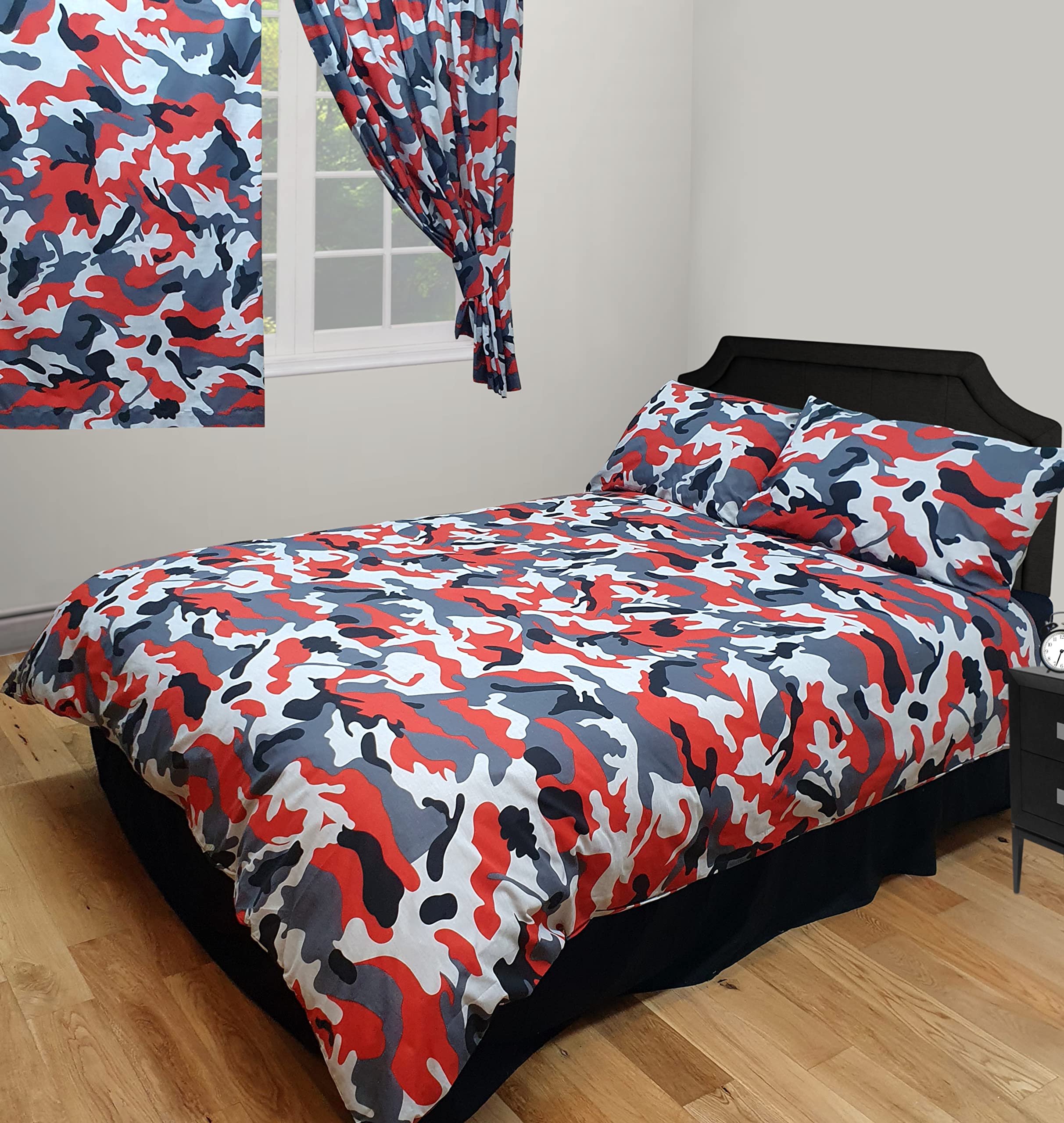 MyHome Single Bed Camouflage Red Black Grey Duvet Cover Set