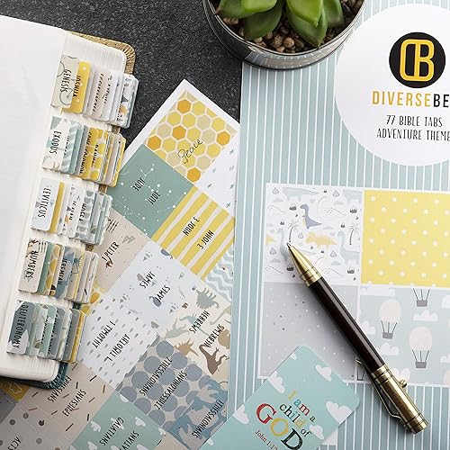 Miniatura 6 de DiverseBee Pestañas laminadas de la Biblia (letra grande, fácil de leer), pestañas de libro de diario de la Biblia, regalo cristiano, 66 pestañas de