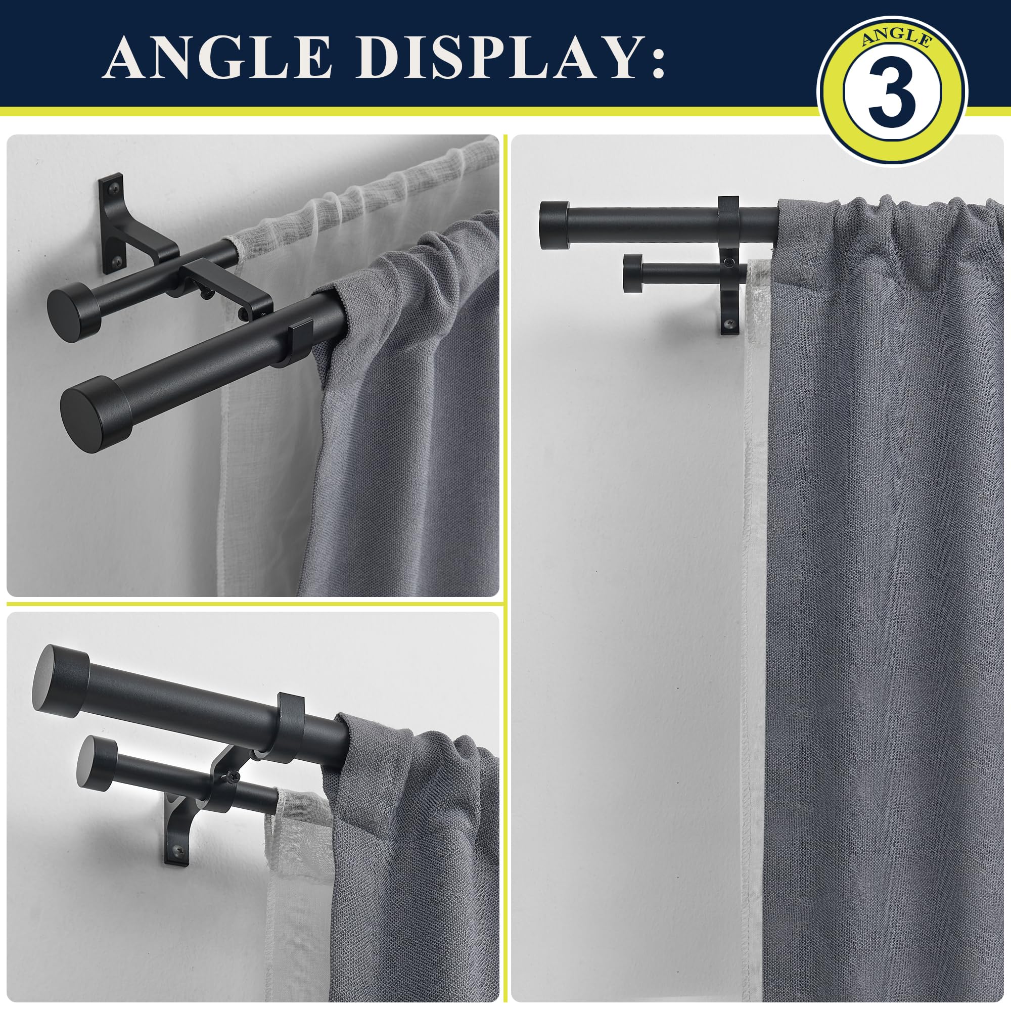 Double Curtain Poles Double Curtain Rods For Windows 72-144 Inches, 1''  Front And 5/8''Back Double Drapery Rods With Premium Aluminum Brackets And  End Cap Finials, Adjustable Brushed Nickel Double Window Curtain Rod, image size:2000x2000