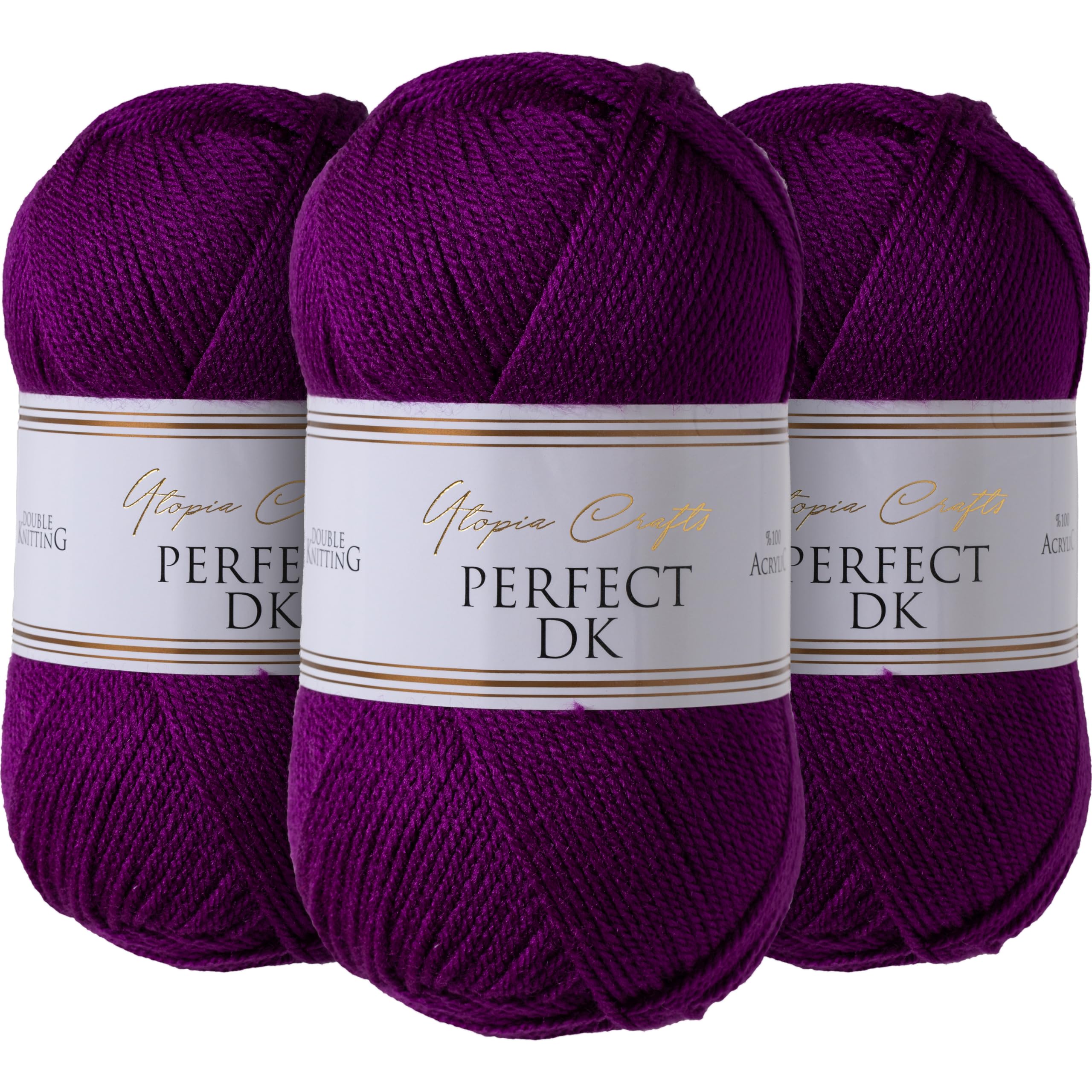Utopia Crafts DK Double Knitting Yarn 3X 100g (Purple)