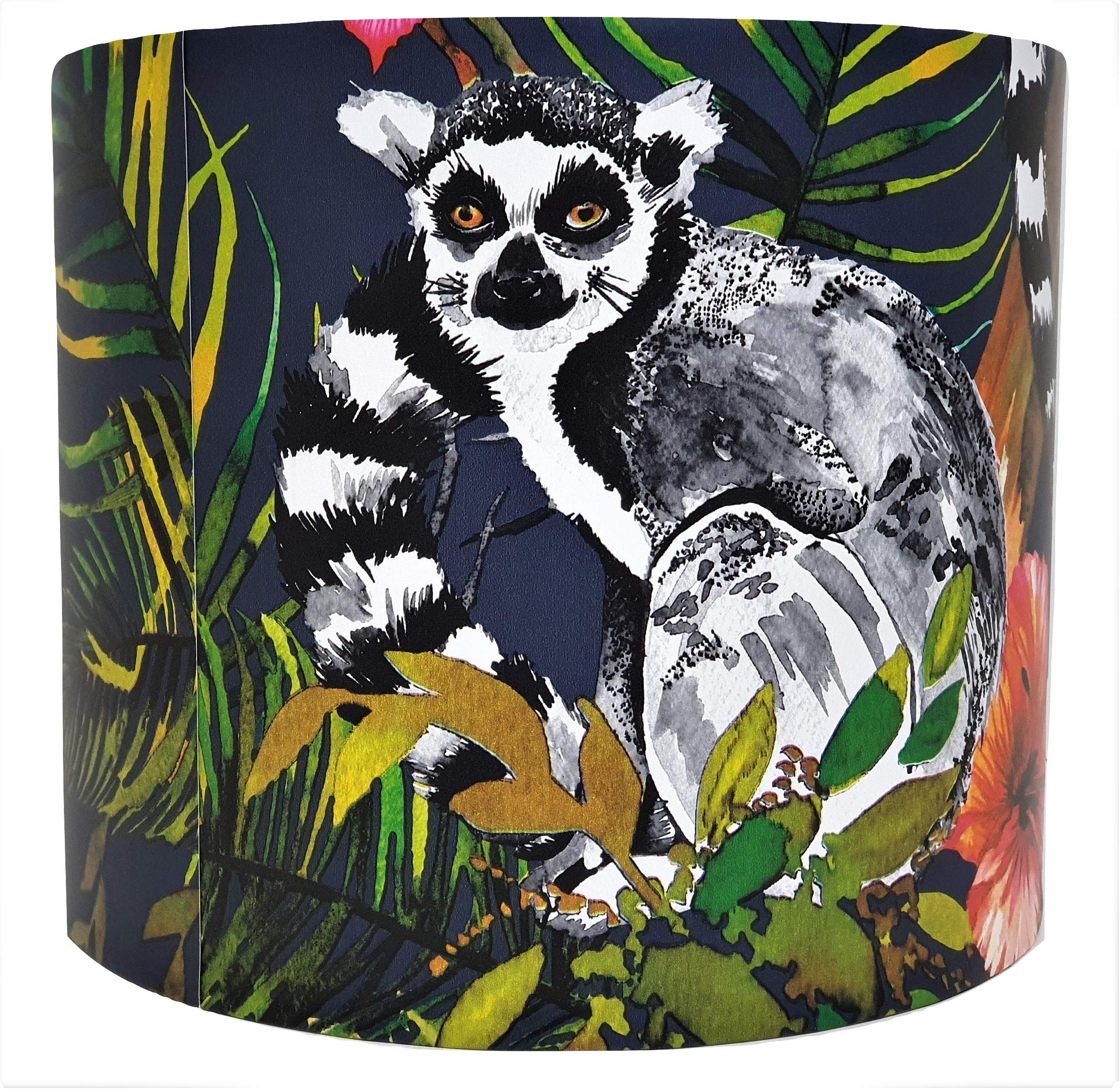 Lampshade Kings Navy Blue Tropical Lemur Lampshade For Ceiling Light Shade Jungle Animals Floral Botanical Bedroom Accessories Gifts (12" Ceiling Fitting)
