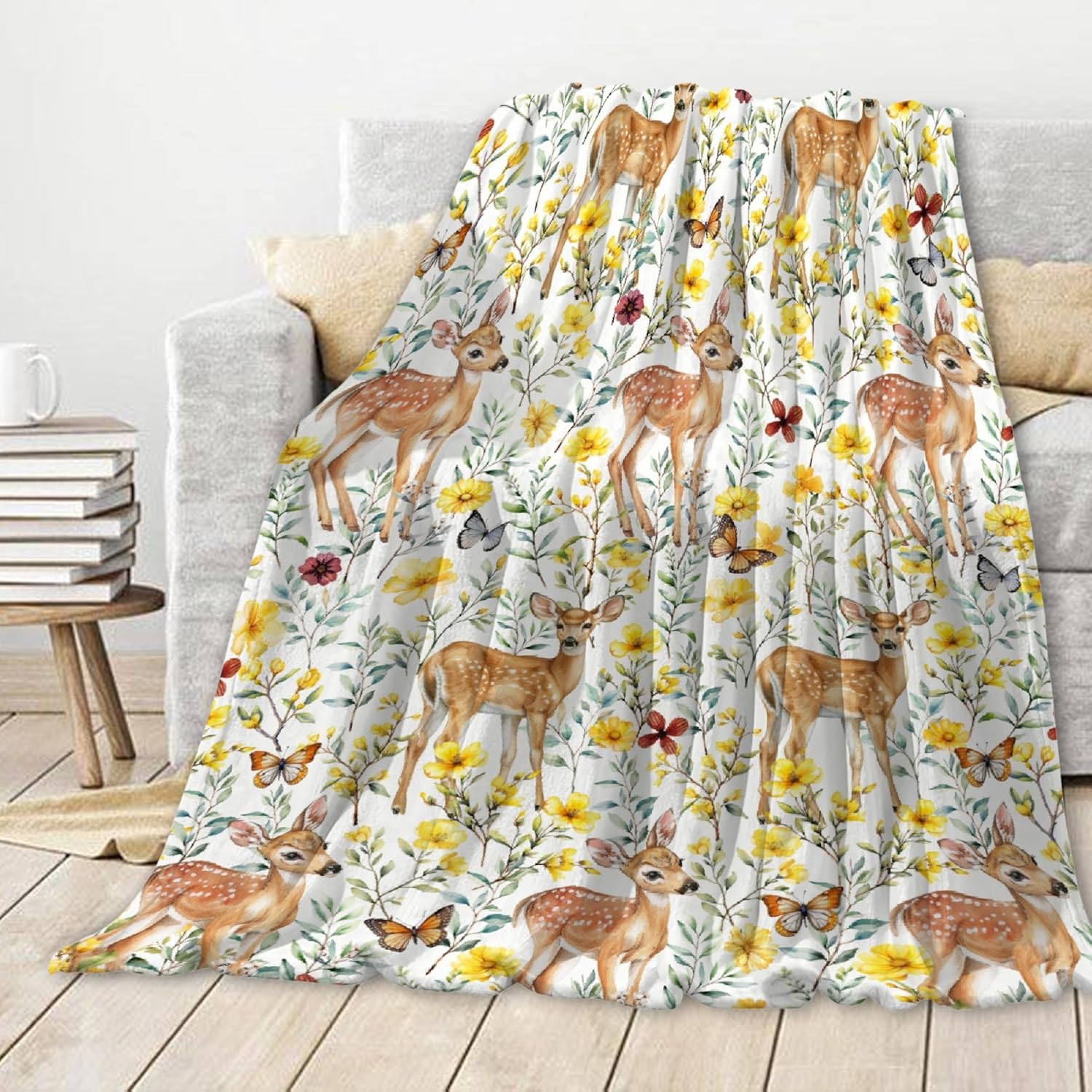 Deer Blanket Ultra Soft Throw for Women Men, Decor for Couch Sofa Bed All Seasons, Blankets for Camping Travel Living Room Bedroom, 40"x50"-Throw Size for Kids