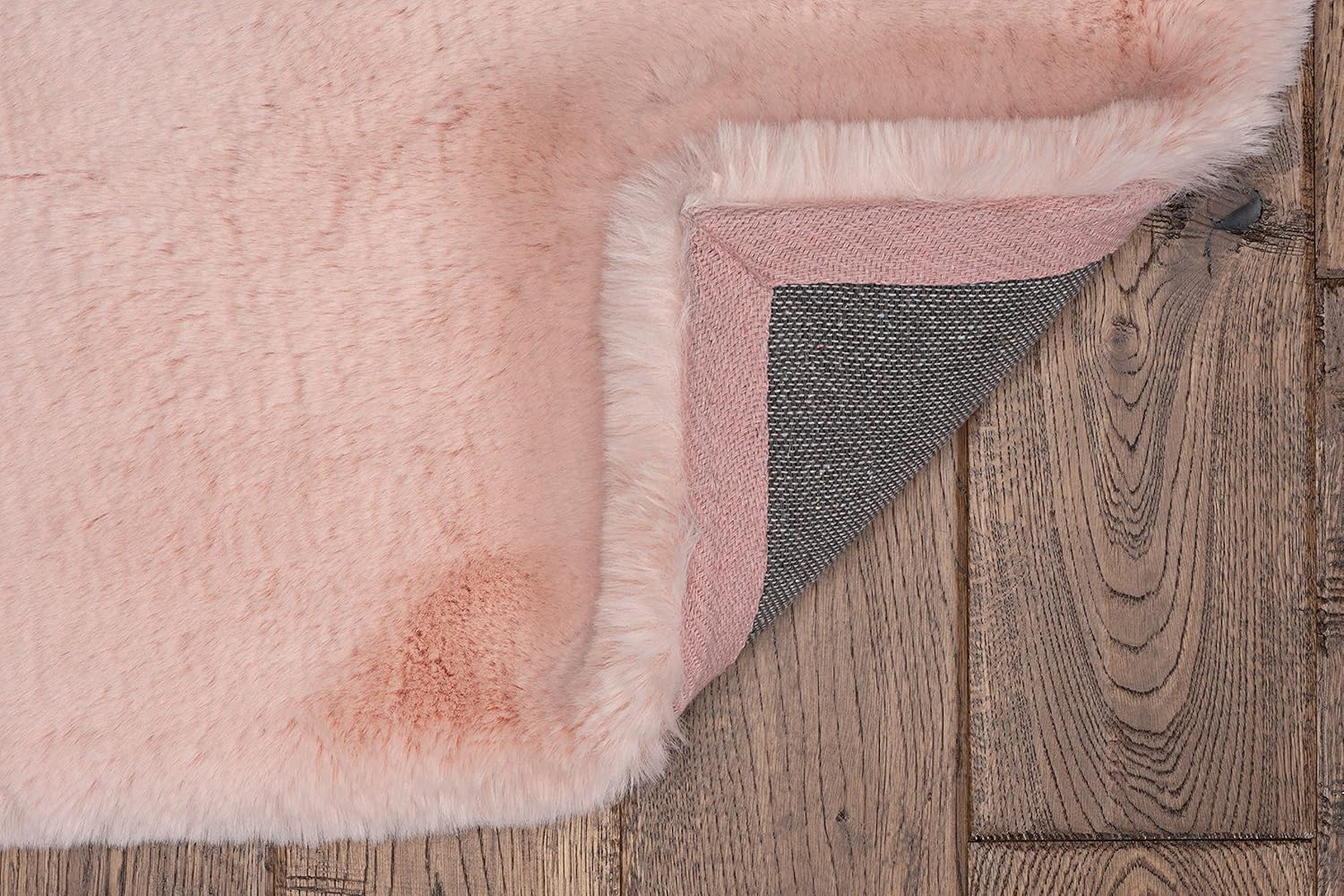 Linon Haven Lux Soft Faux Rabbit Pink Solid Colored 8' X 10' Area Rug