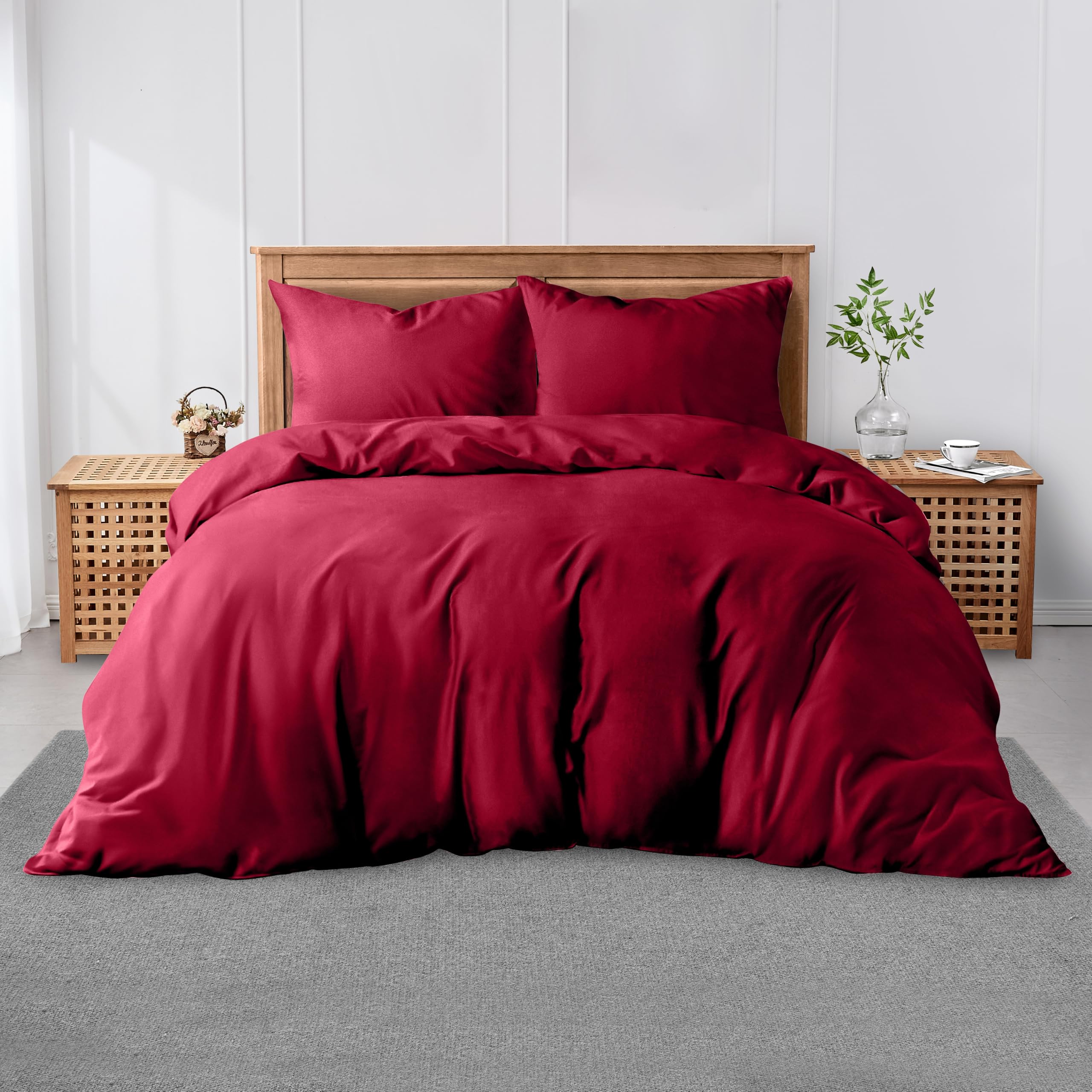 Gc Gaveno Cavailia Red Plain Dyed Super King Duvet Cover, 220X260cm