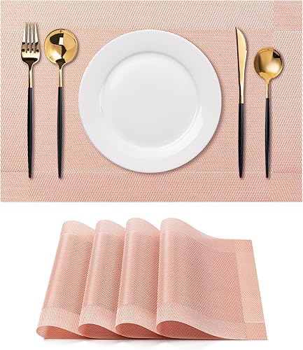 Miniatura 47 de CADONO Juego de 4 manteles individuales de vinilo lavables para interiores y exteriores, para mesa de comedor, duraderos, antideslizantes