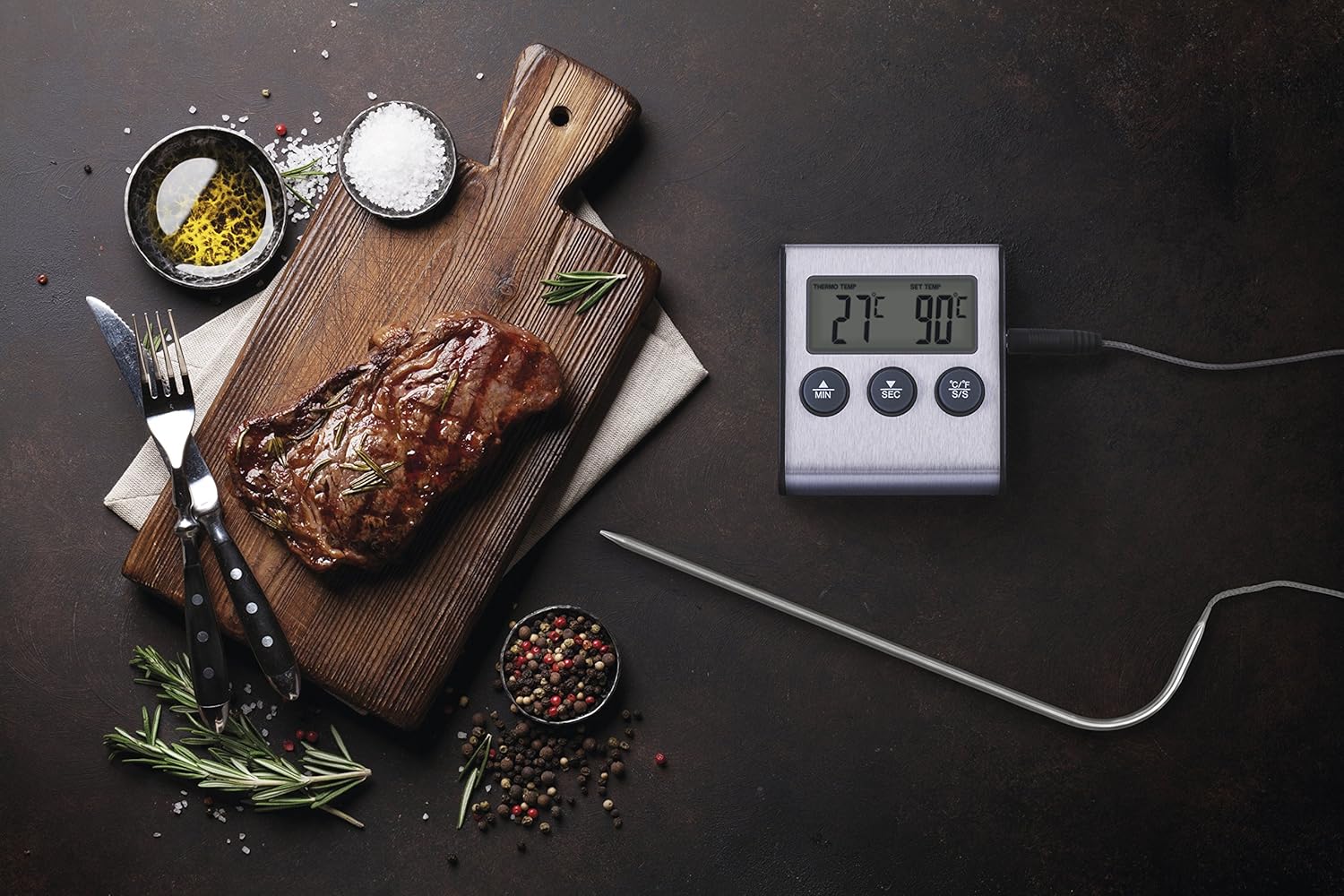 Les emos Digital Wireless Thermometer with probe e2157