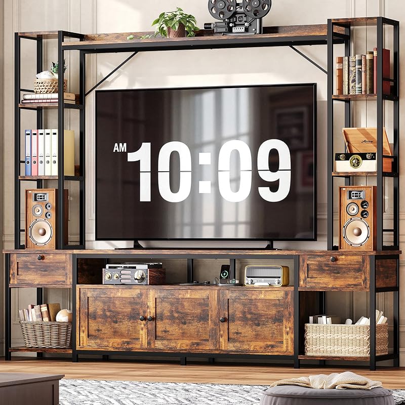 IRONCK 85" W Entertainment Center for TVs 65 inch, TV Stand with Storage
