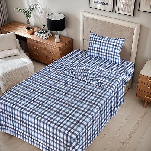 Vista 117 de RUVANTI Juego de sábanas de franela 100% algodón, tamaño matrimonial, 4 piezas, Alpine Serenity Serenidad alpina