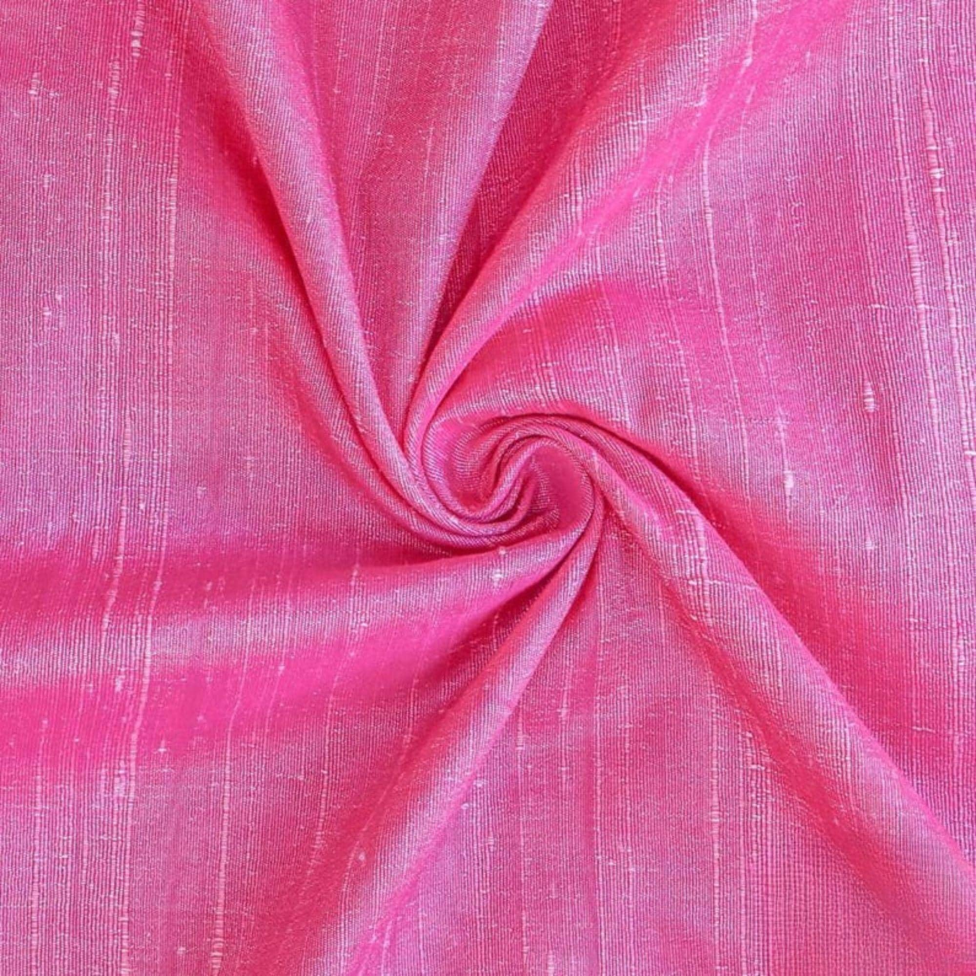 Fabric Mart Direct Onion Pink Silk Dupioni Fabric By The Metre, 6 Continuous Metres 104 cm width Slubbed Dupioni Silk Solid Color Pink Wholesale Combination Upholstery Fabric for Curtains Bridal Dress