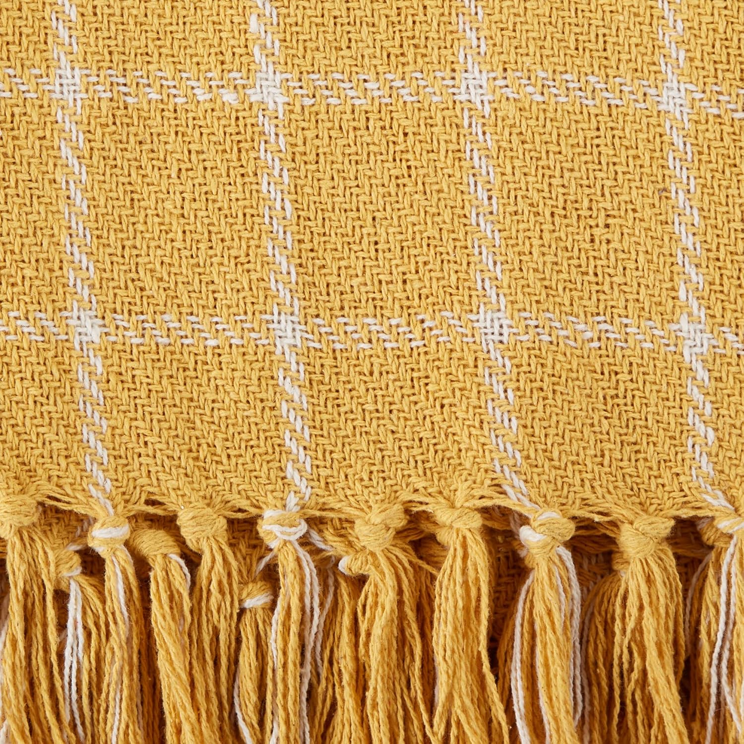 DII Transitional Checked Plaid Woven Throw, 50x60, Honey Gold - Image 3