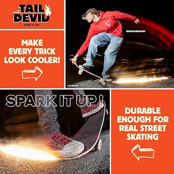 Tail Devil Skateboard Spark Plate - Sparks for Your Skateboard, Ultimate Skateboarder's Accessory, A Tail Plate Attachment for Cool Sparking Effect