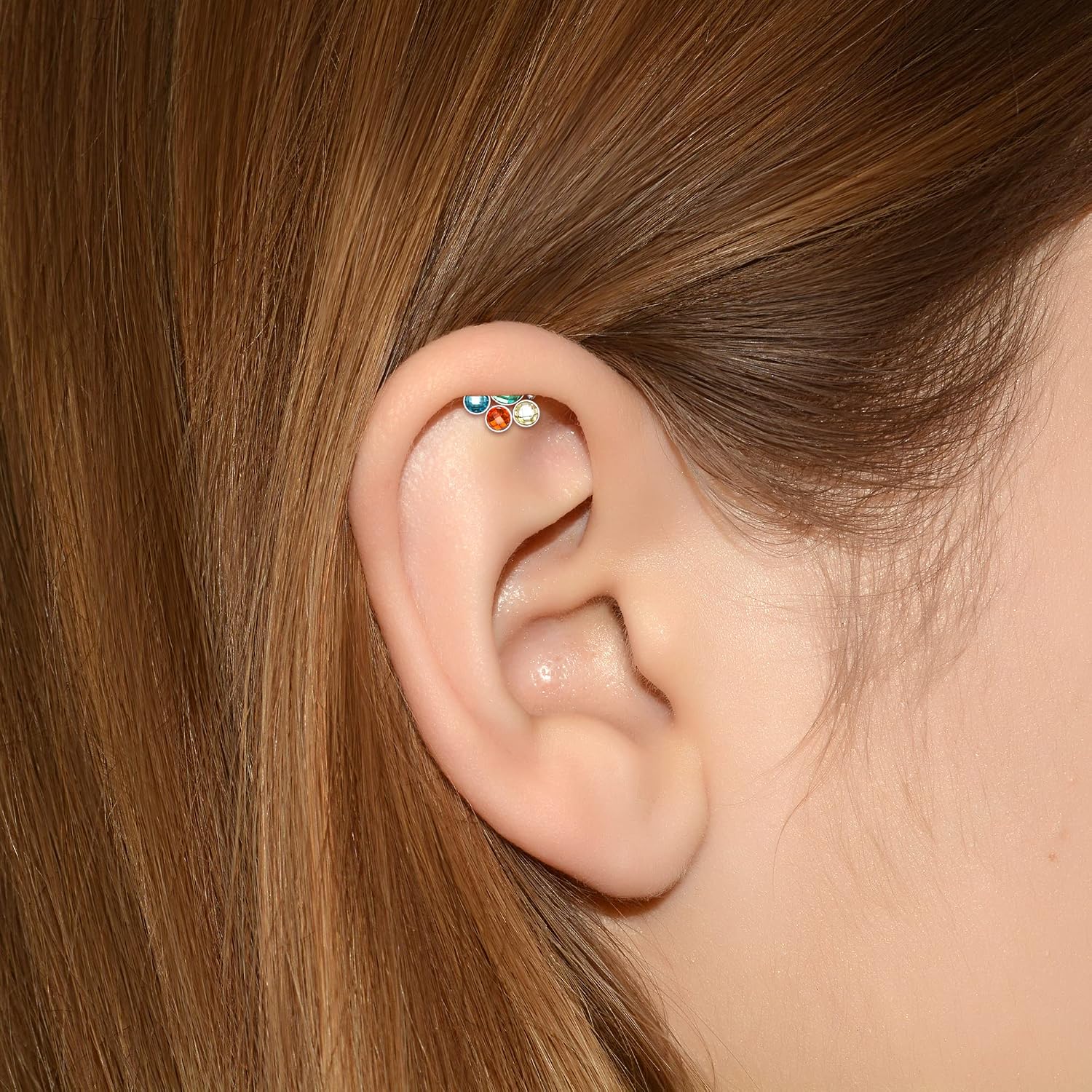 Cartilage Stud - Titanium Cartilage Barbell, Crescent Moon Cartilage Earring