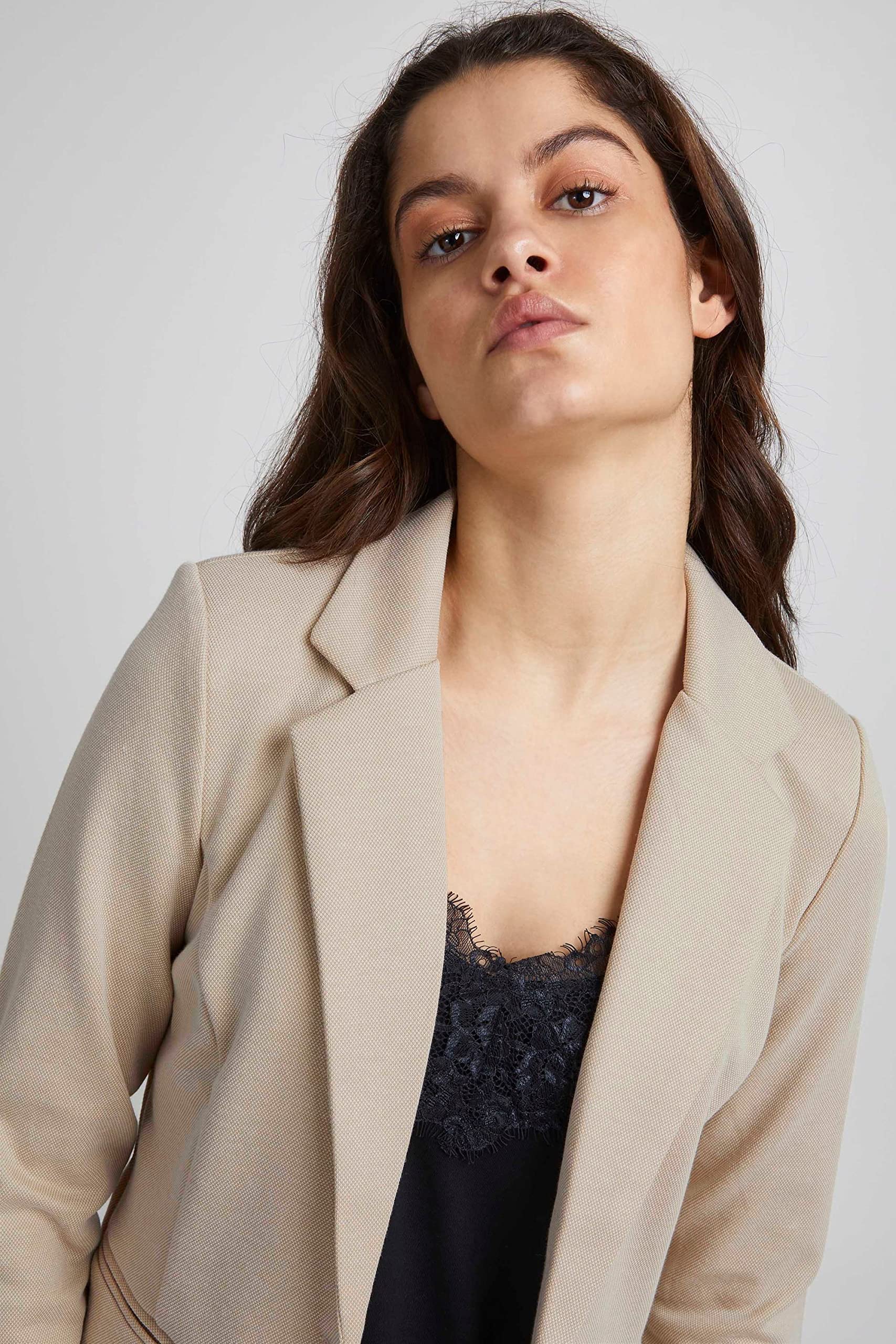 ICHI IHKATE Pique BL Damen Blazer Kurzblazer Jacke EIN-Knopf-Blazer mit Stretch