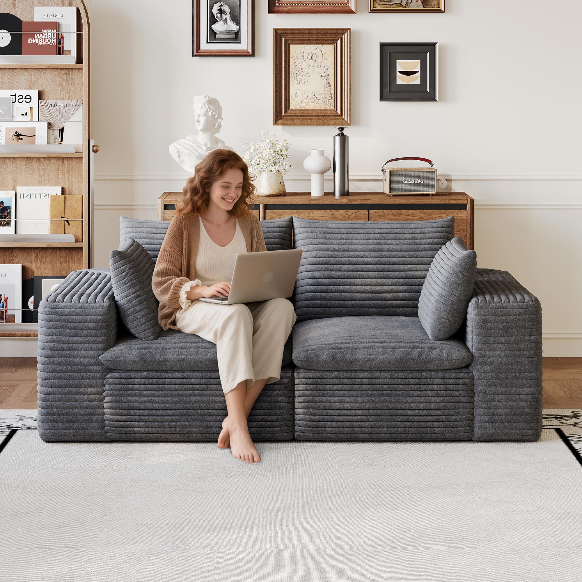 Sofá modular de 180 cm ideal para salón de apartamento y dormitorio