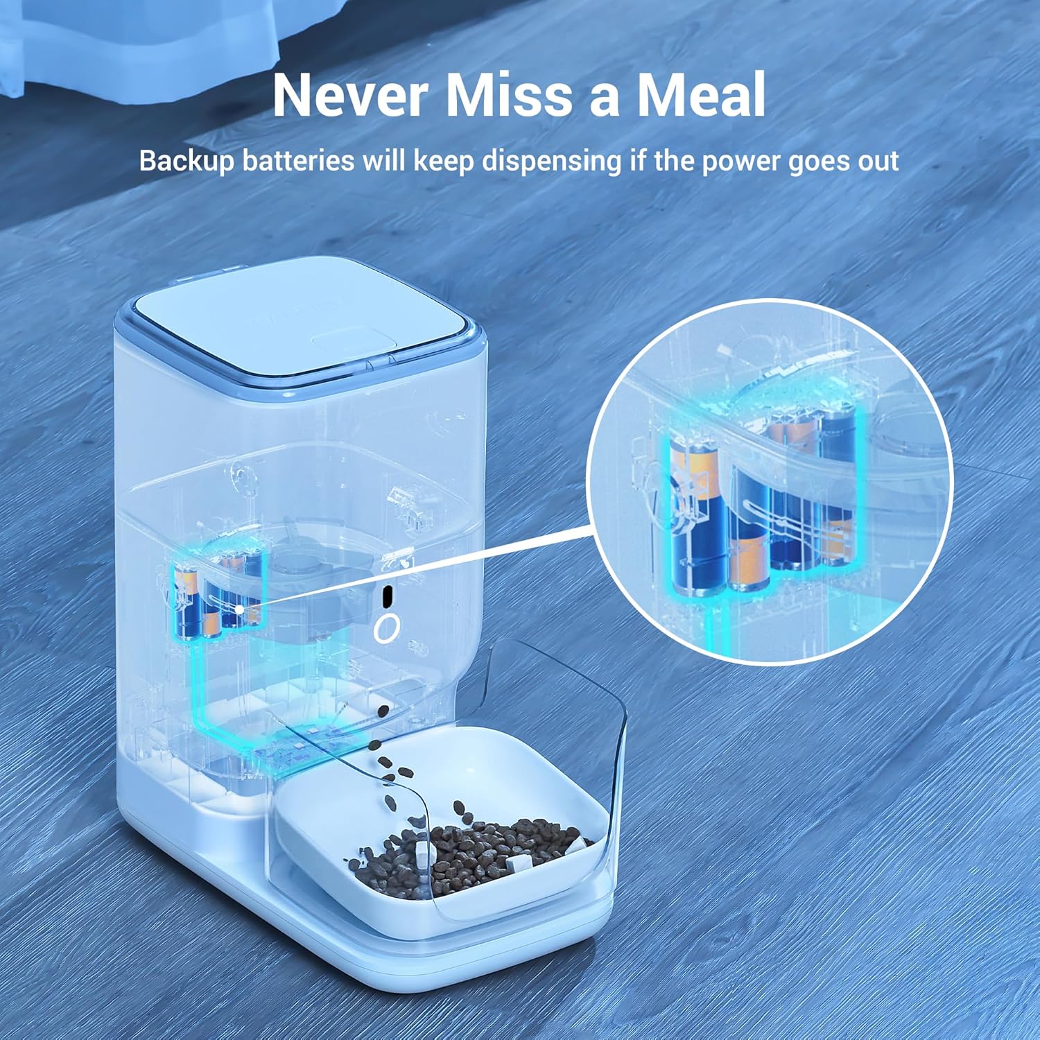 Sihin view ti ifunni ti o nfihan apakan batiri inu